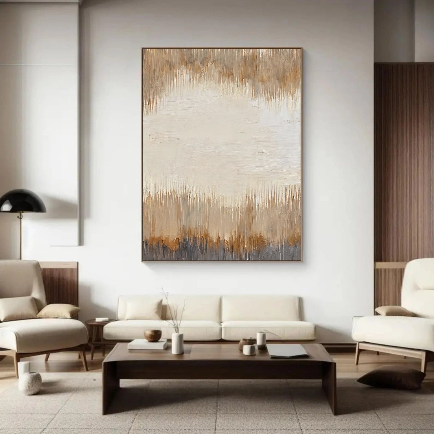 Beige and Brown Abstract Canvas Wall Art #AP315