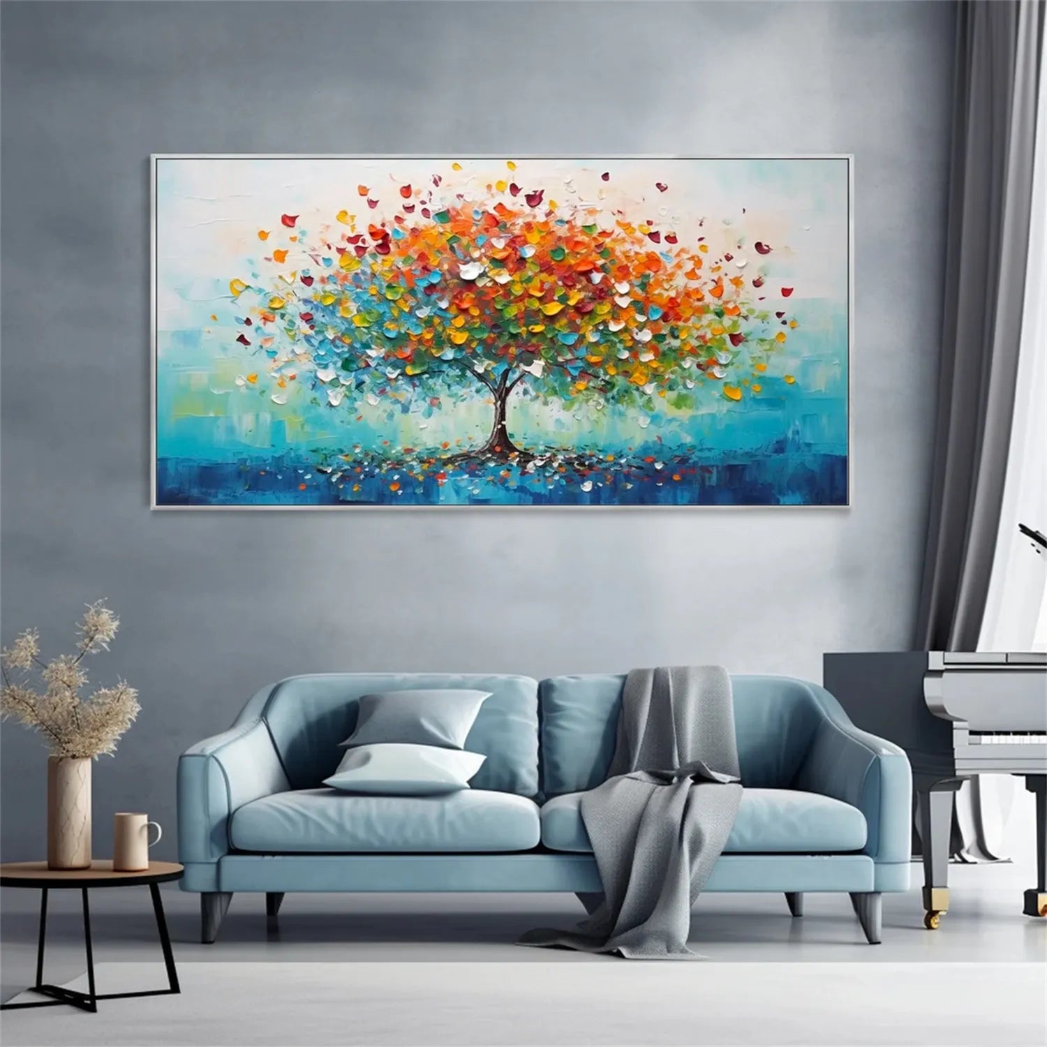 Colorful Tree Textured Painting Canvas #TP004