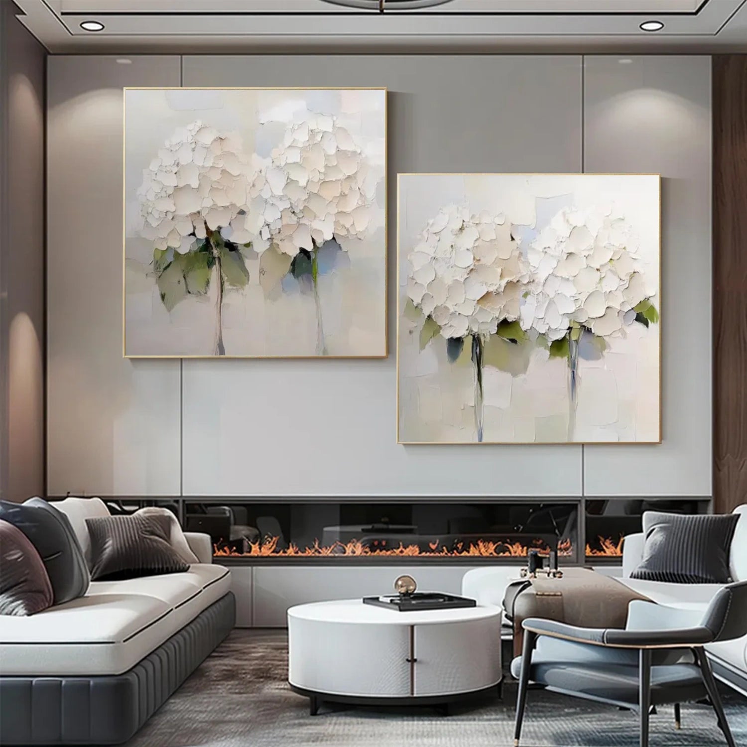 Flower Abstract Textured Wall Art Set of 2 #FP130