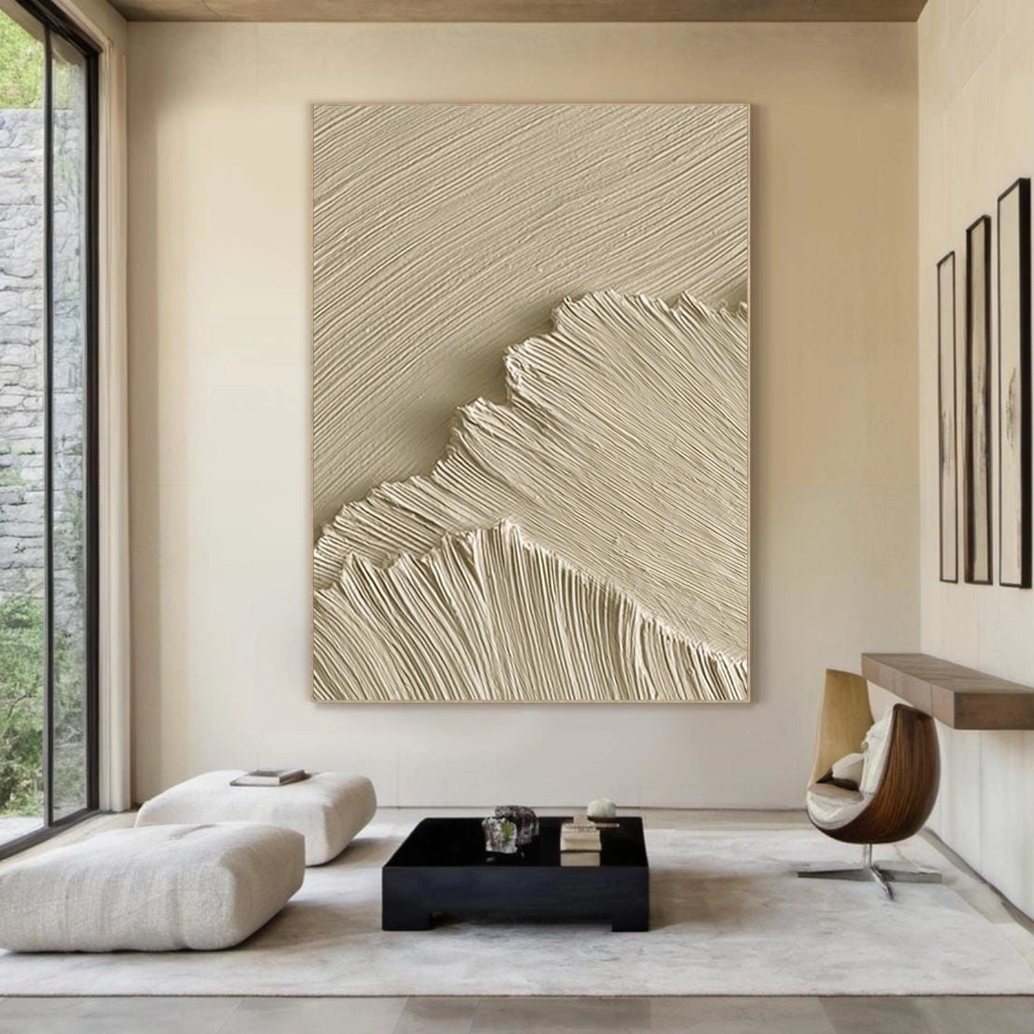 Beige Ocean Minimalist Textured Wall Art #OP055
