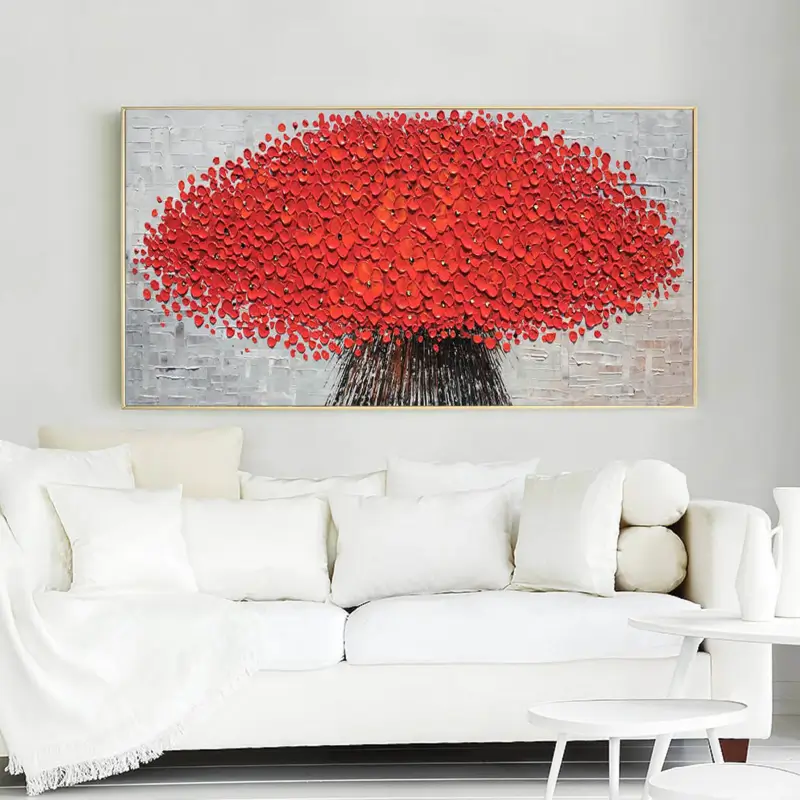 Flower And Tree Textured Painting Canvas #FT002