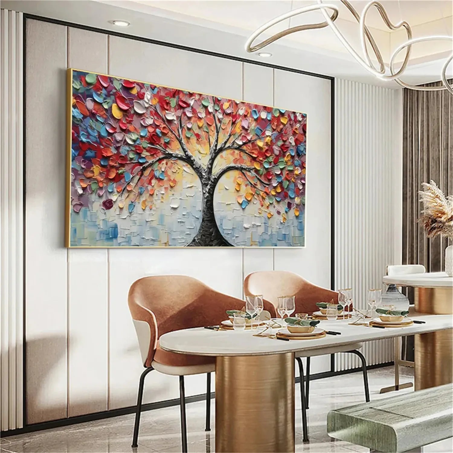 Colorful Tree Textured Painting Canvas #TP008