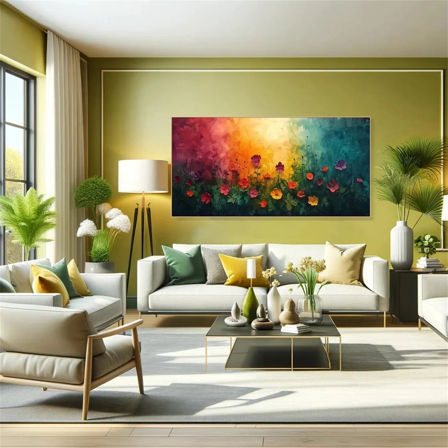 Colorful Flower Textured Painting Canvas #FP027