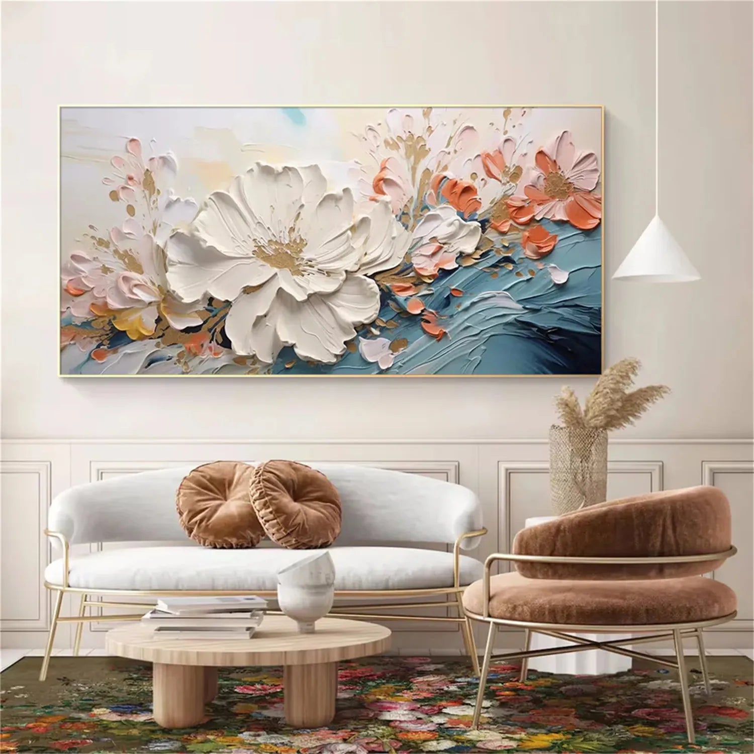 Colorful Flower Textured Painting Canvas #FP011