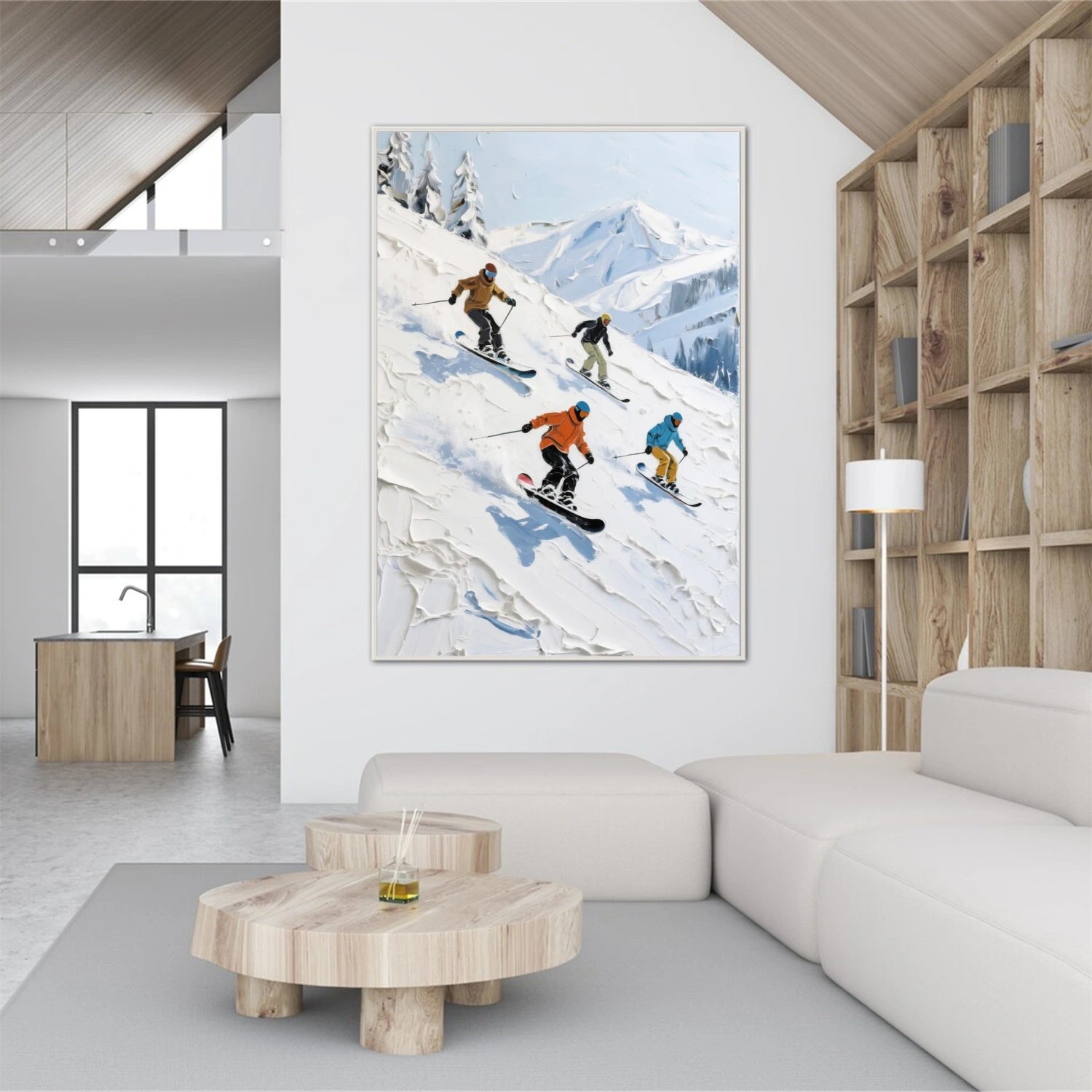 Skiing Sport Textured Wall Art #MS063