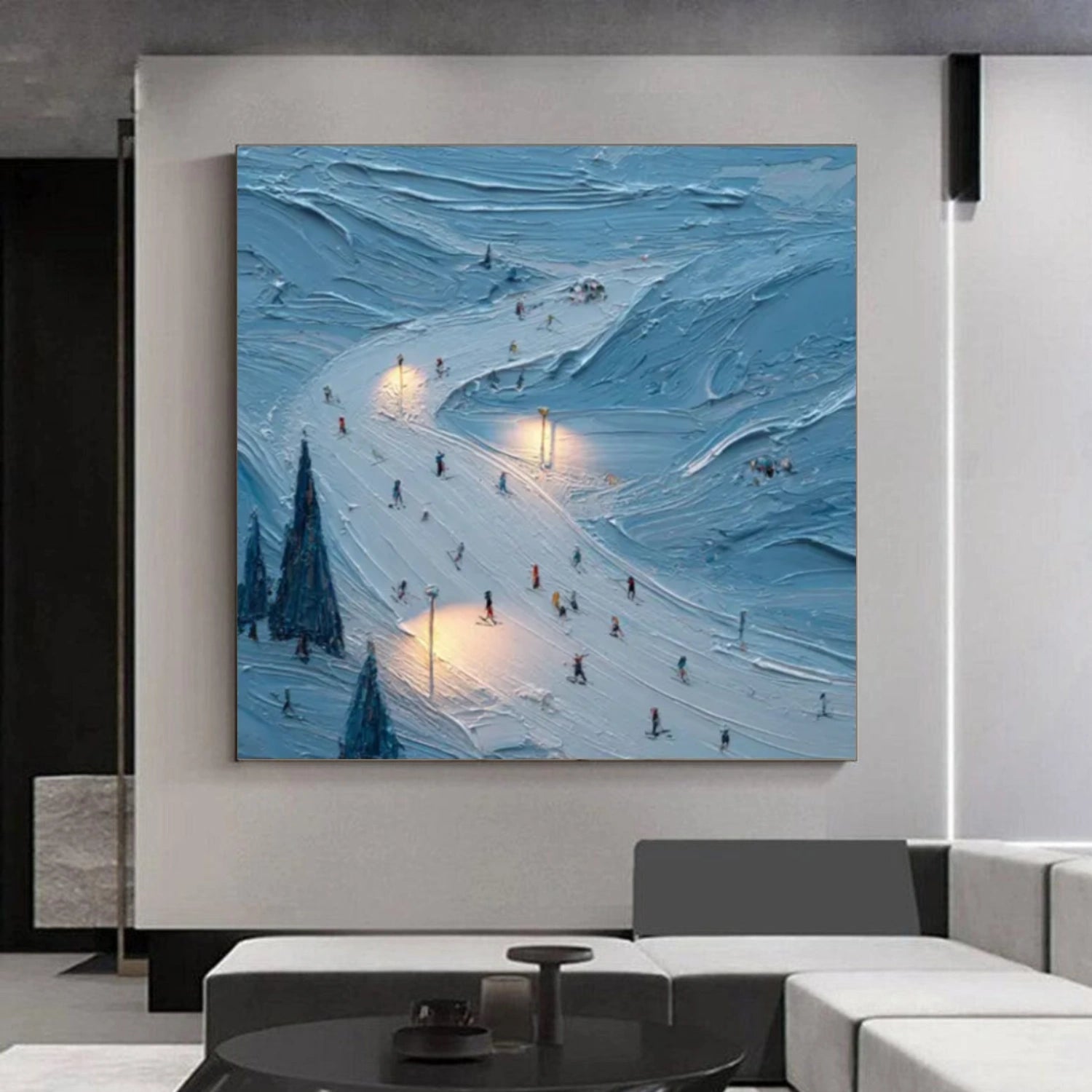 Skiing Sport Textured Wall Art #MS046