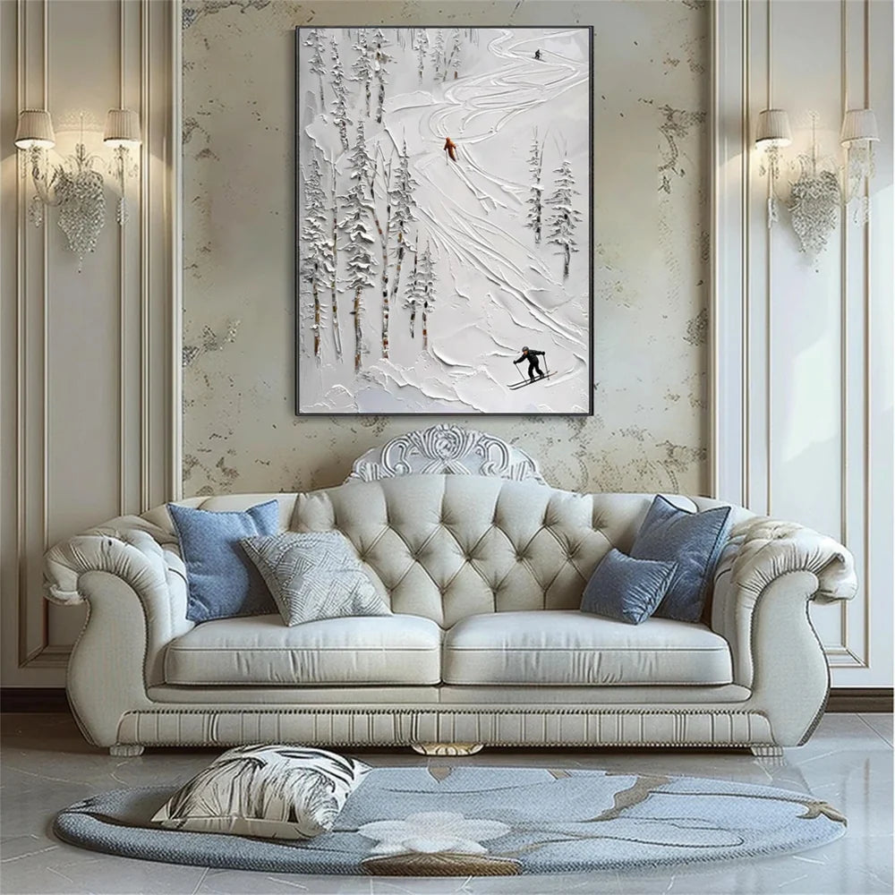 Skiing Sport Textured Wall Art #MS039