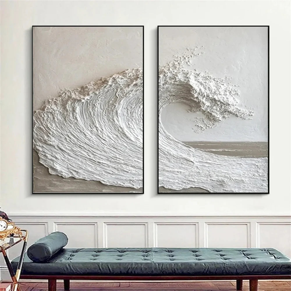 Ocean and Sky Textured Painting Canvas Set of 2 #OS053