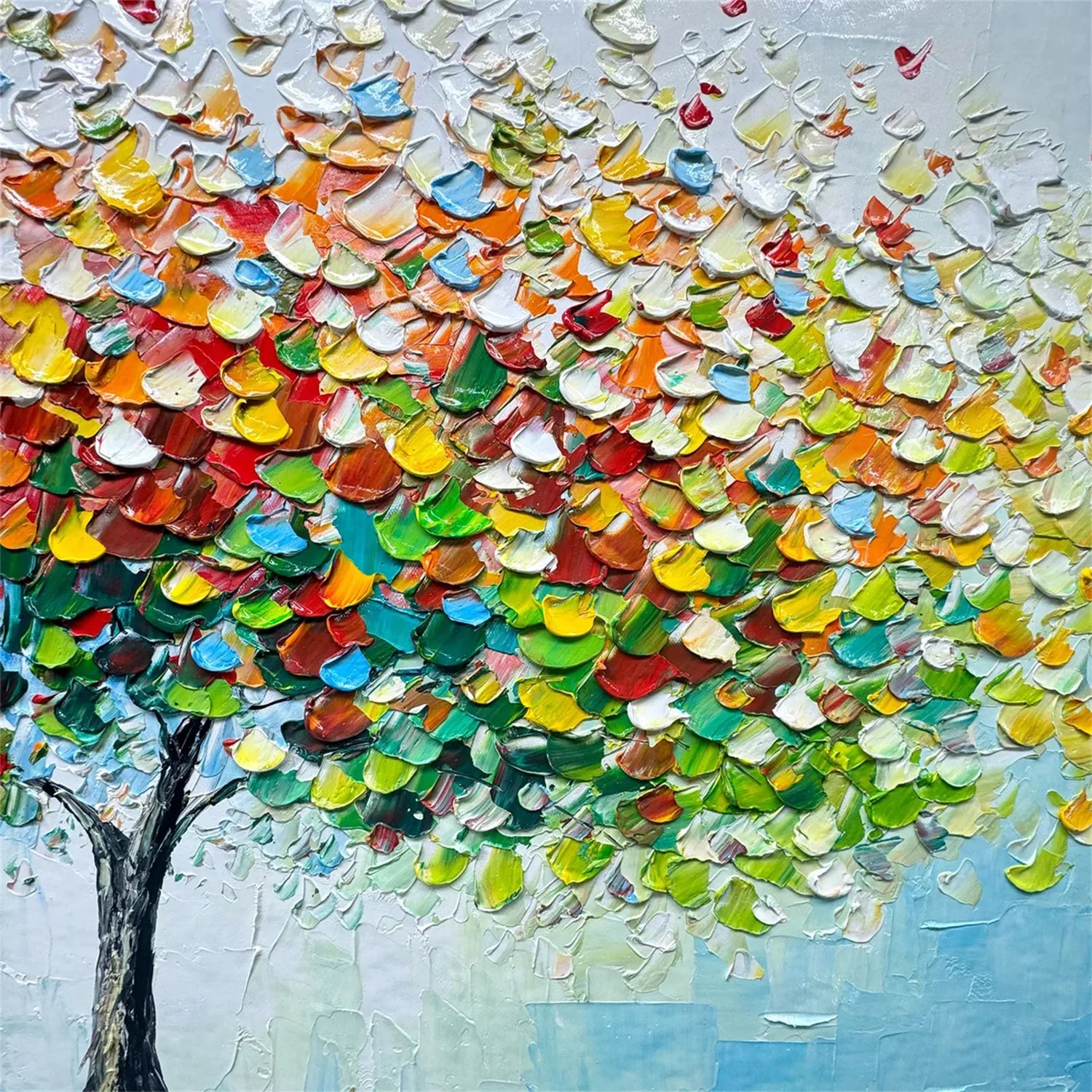 Colorful Tree Textured Painting Canvas #TP004