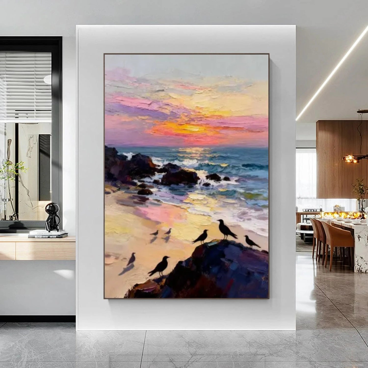Colorful Ocean And Sky Abstract Textured Wall Art #OS101