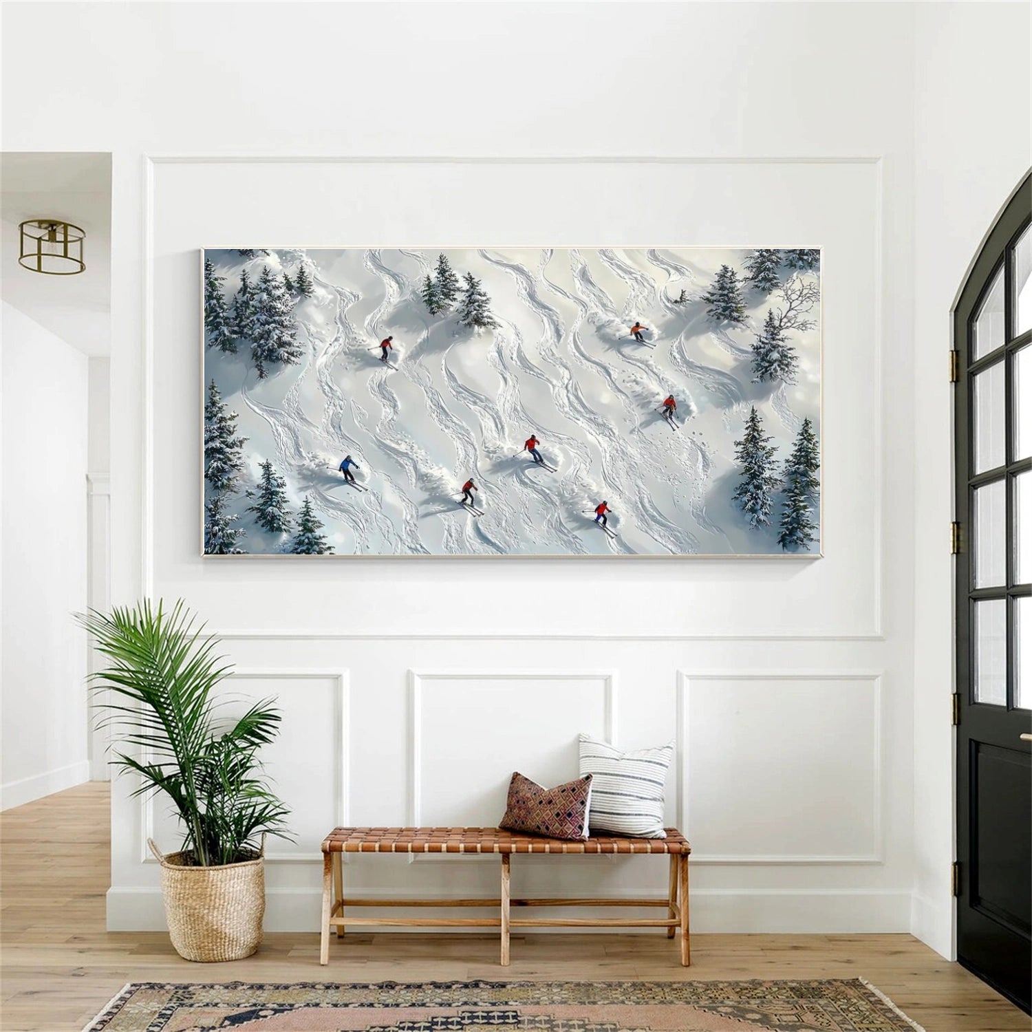 Skiing Sport Textured Wall Art #MS072