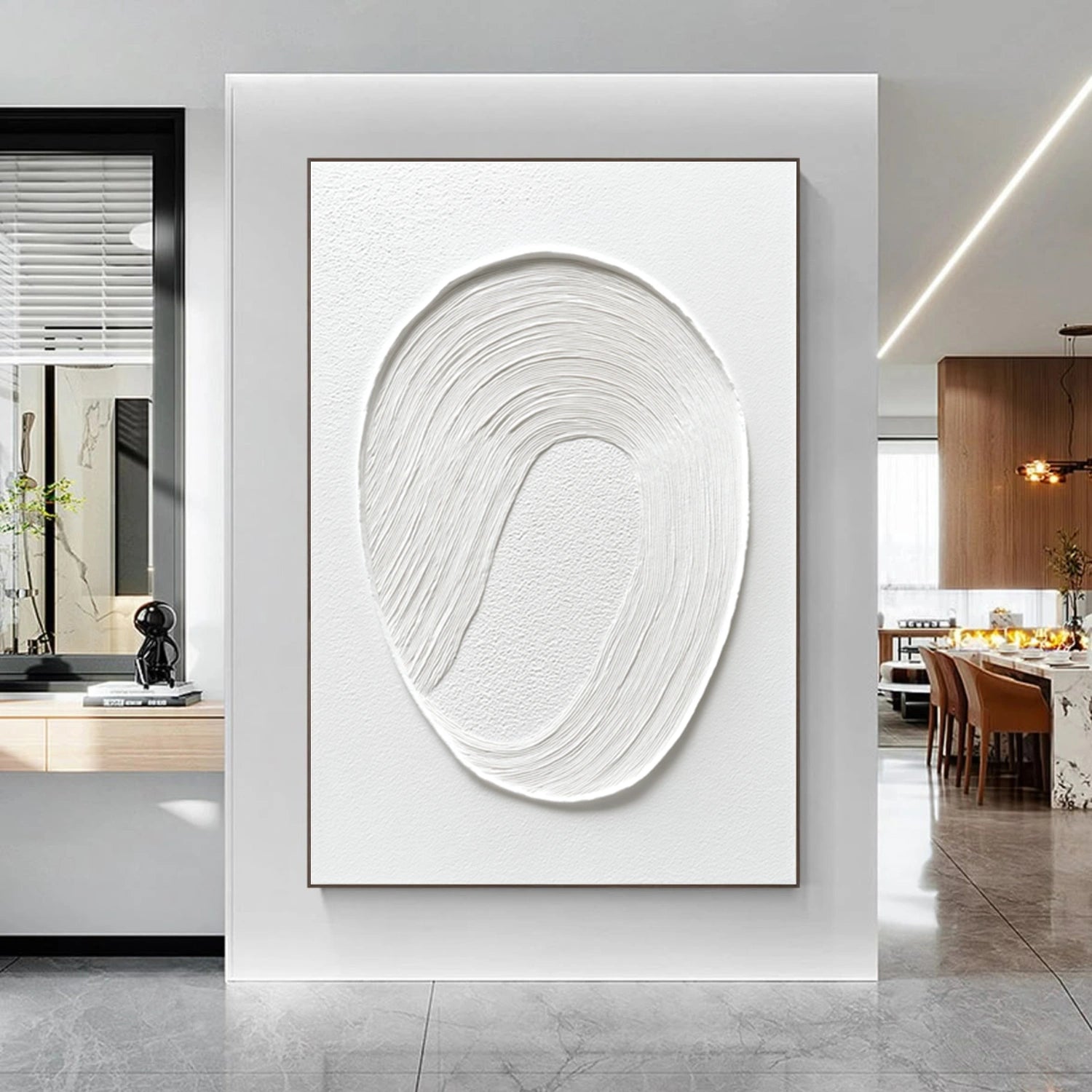 White Minimalist Textured Canvas Art #MT185