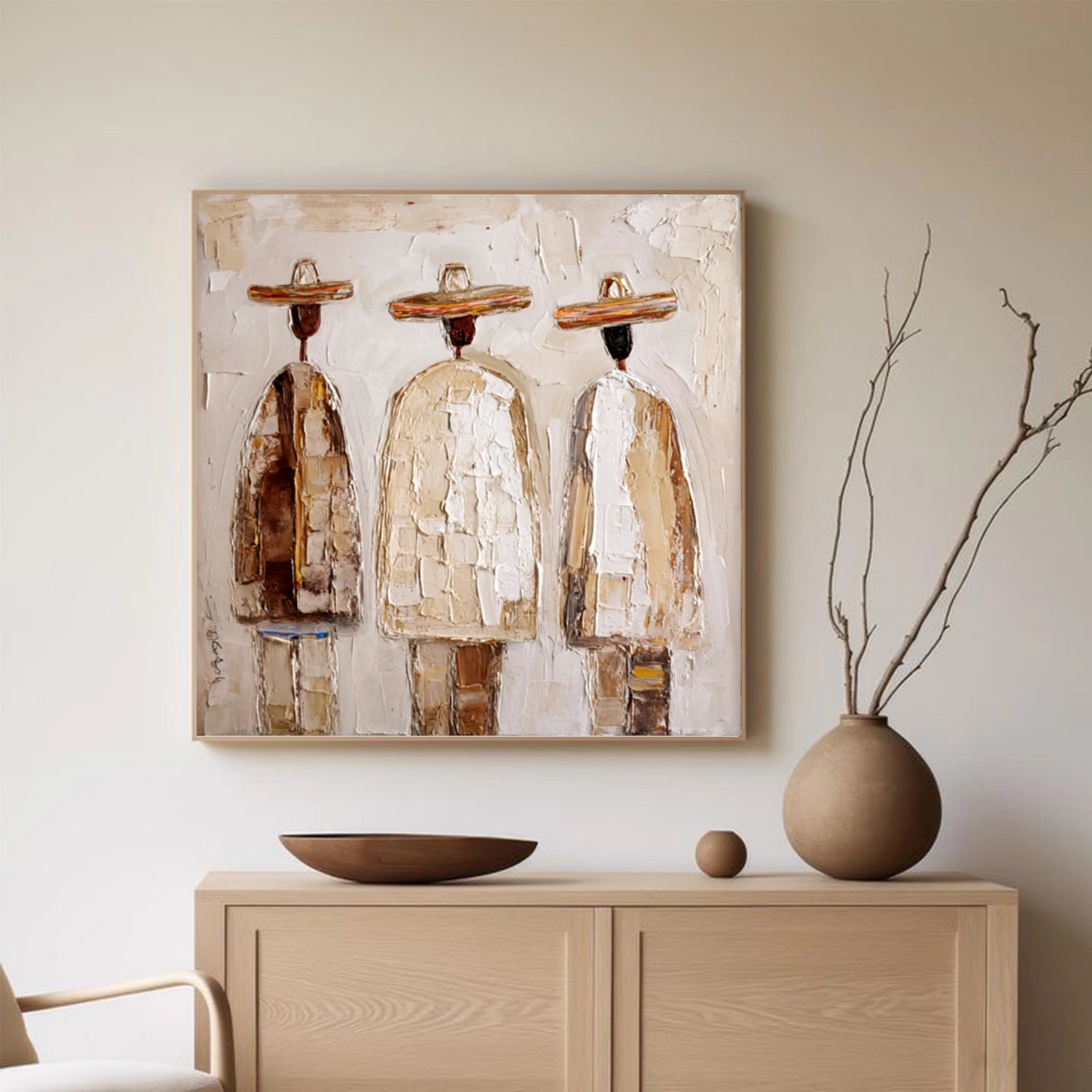 Abstract Portrait Textured Canvas Art #AE128