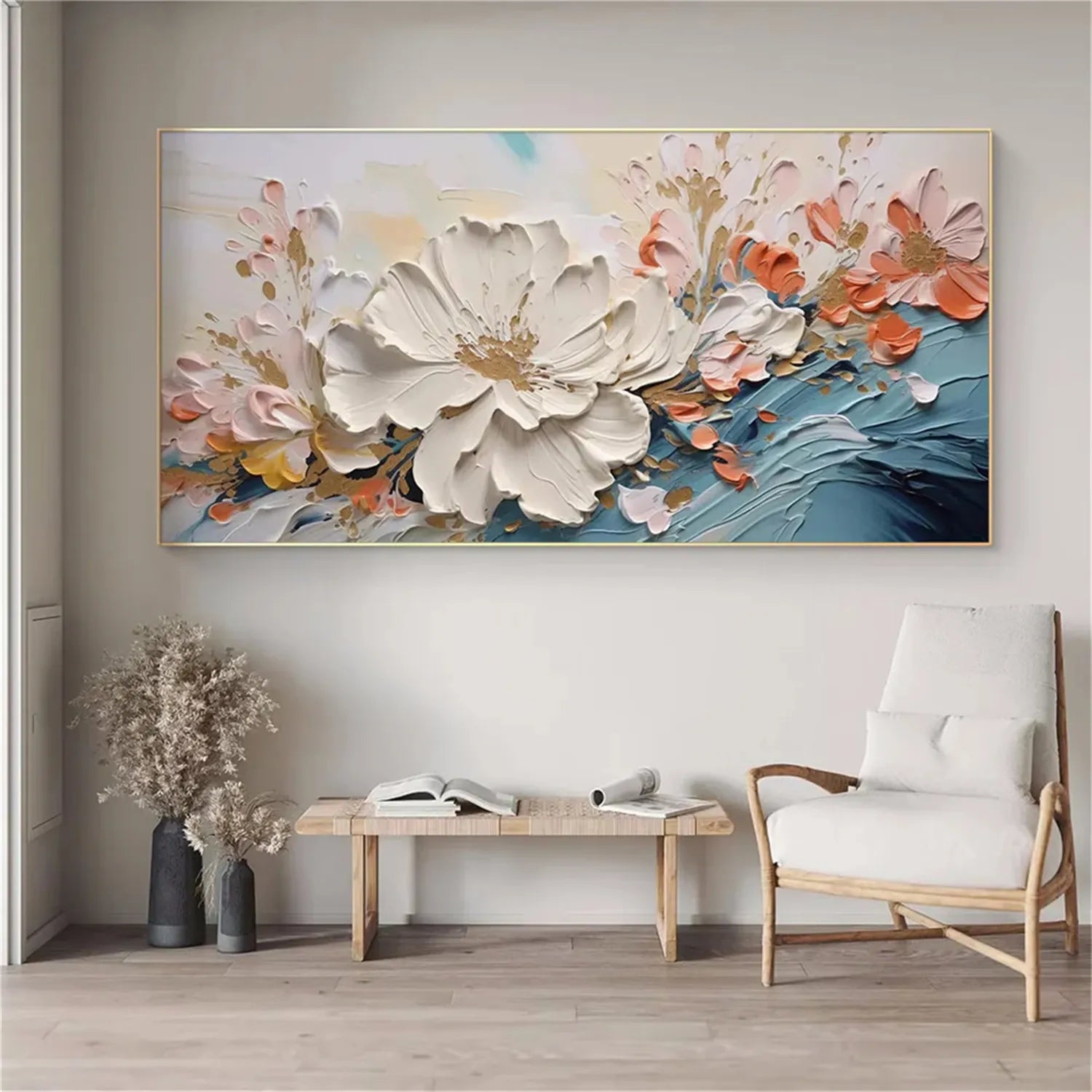 Colorful Flower Textured Painting Canvas #FP011