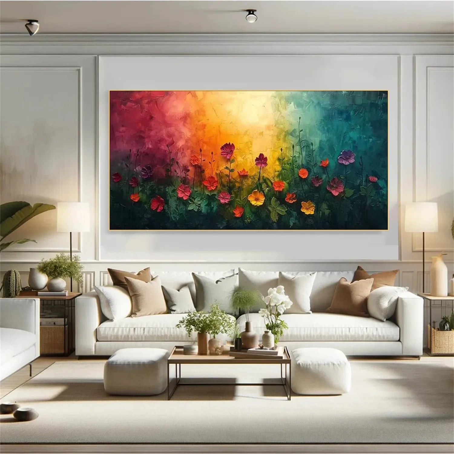 Colorful Flower Textured Painting Canvas #FP027