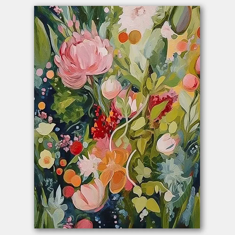 Colorful  Flower Textured Painting Canvas #FP026