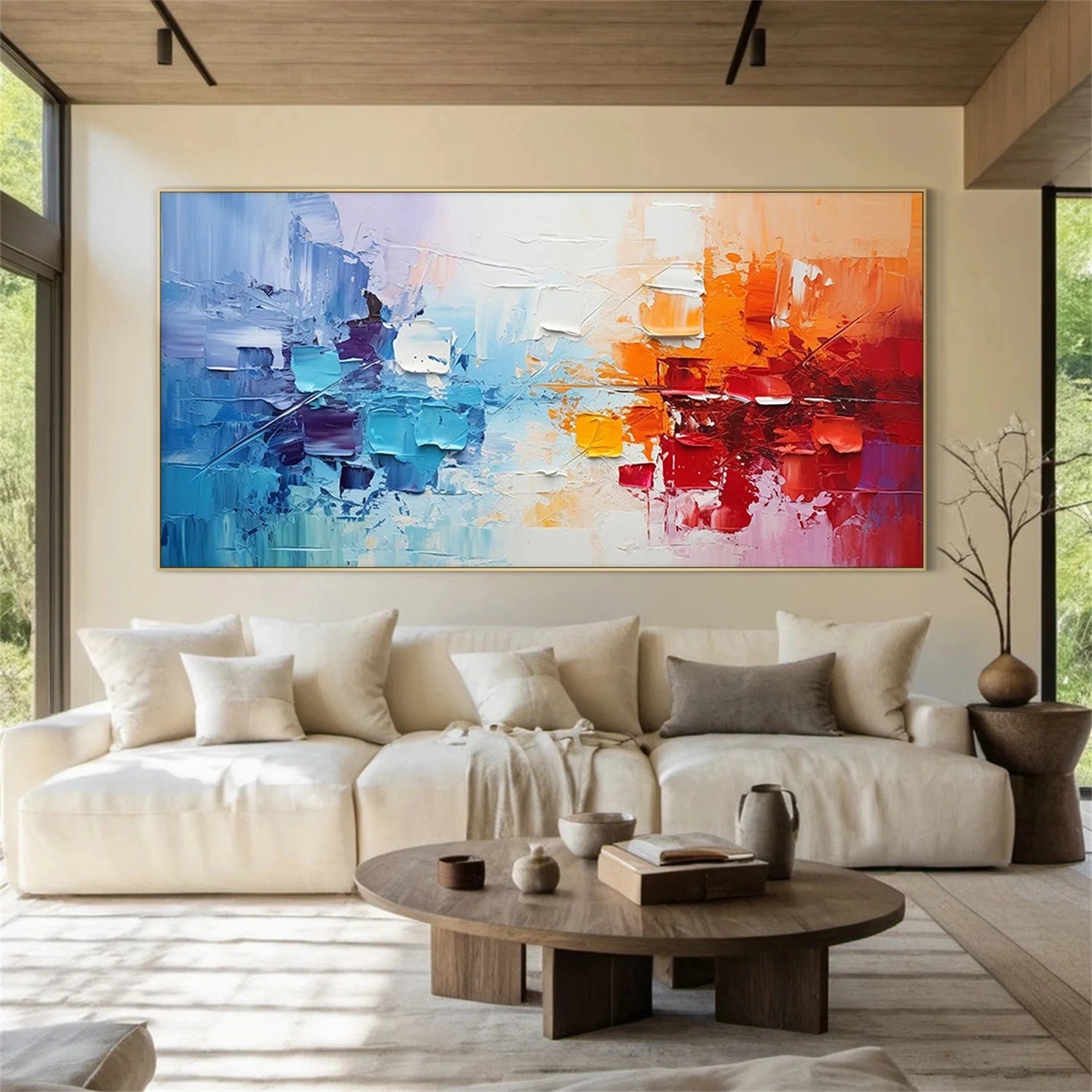 Colorful Abstract Textured Painting Canvas #AT084