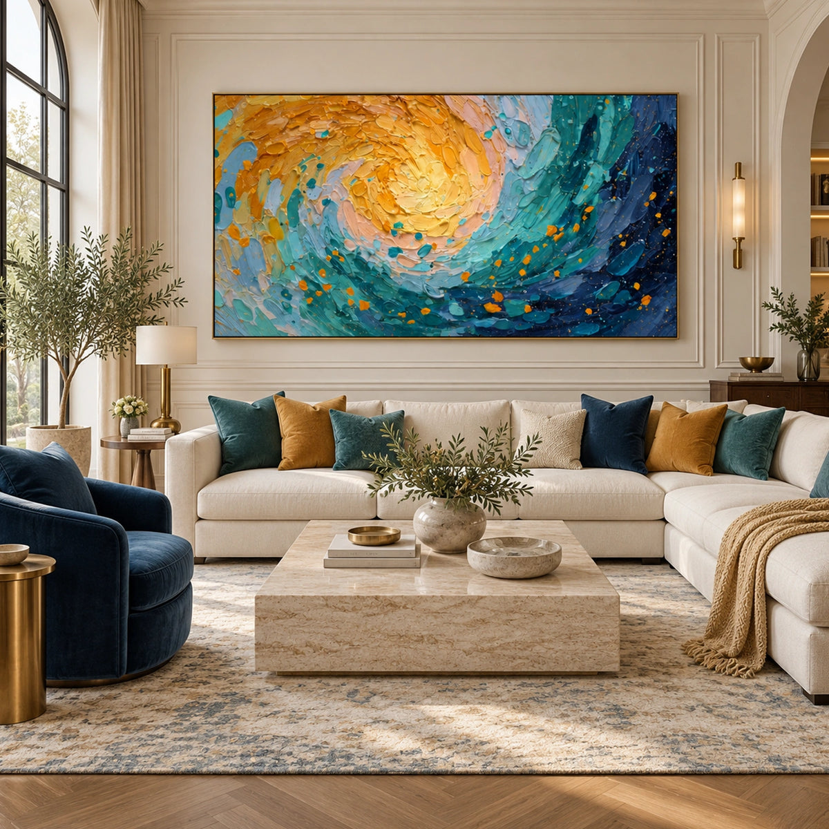 Ocean And Sky Abstract Textured Wall Art #OS217
