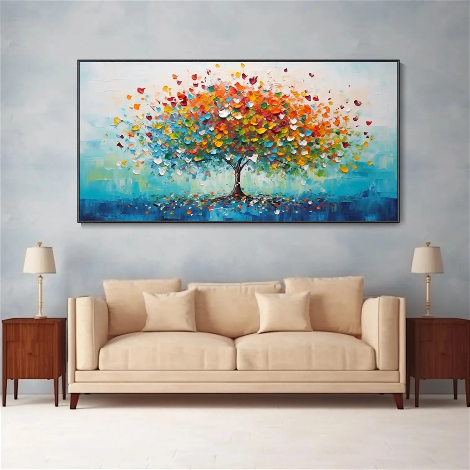 Colorful Tree Textured Painting Canvas #TP004