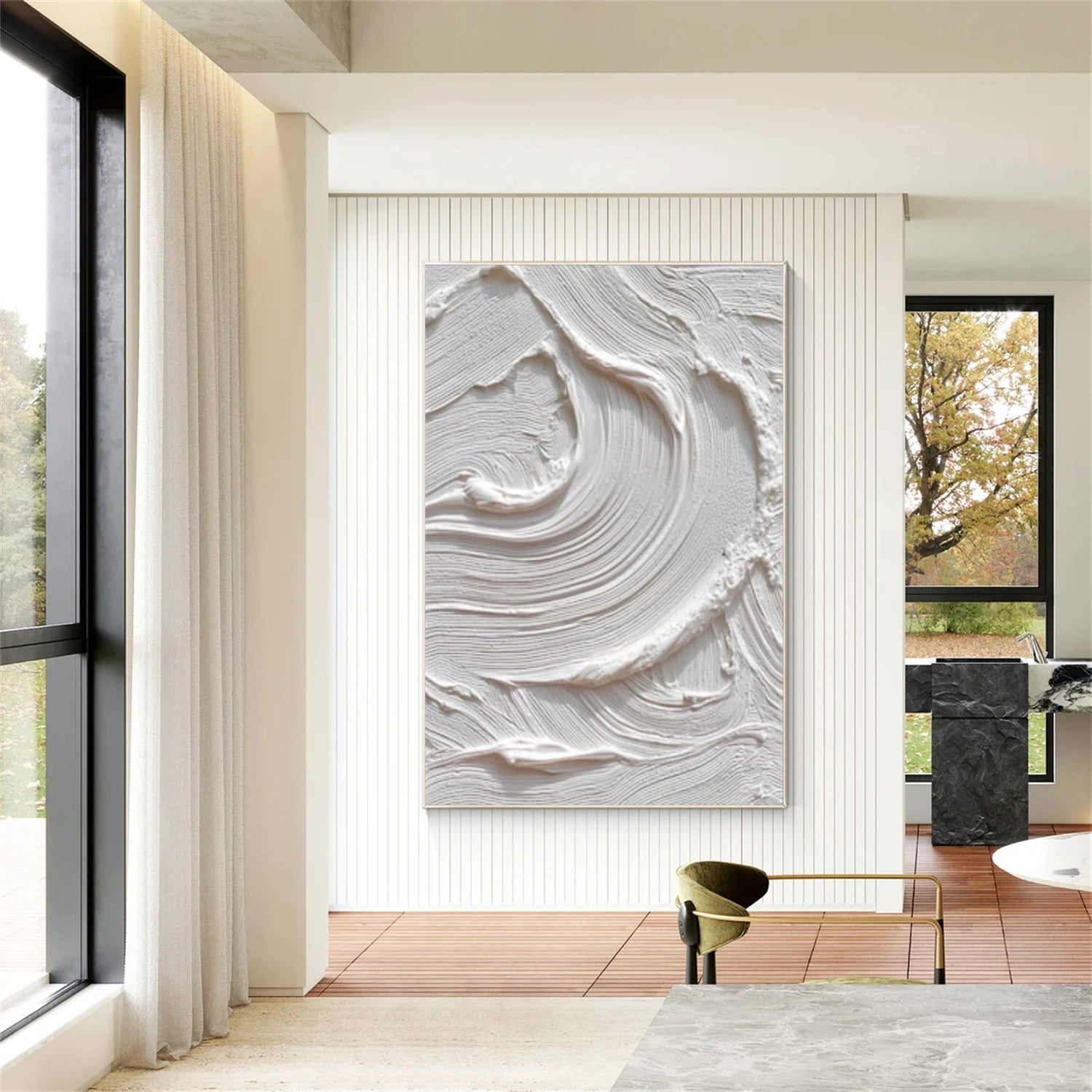 White Minimalist Textured Canvas Art #MT201
