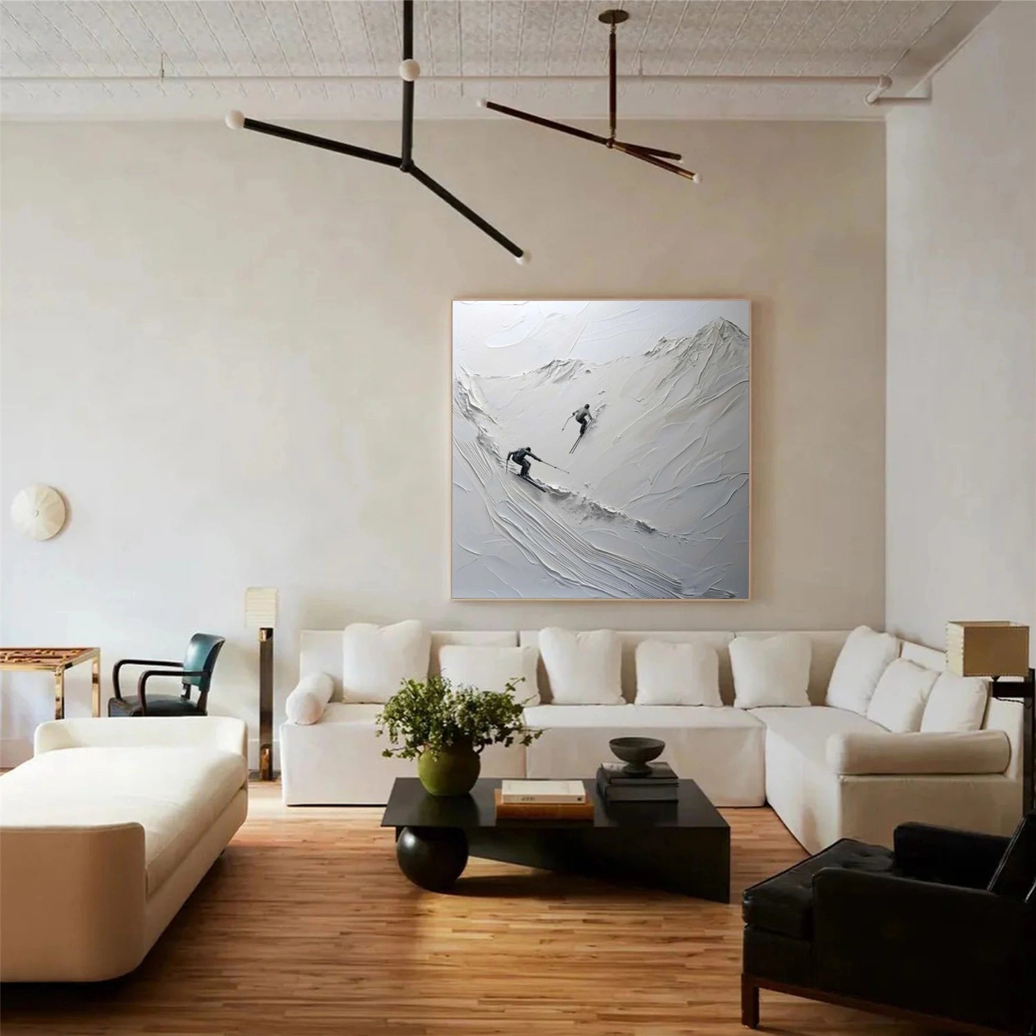 Skiing Sport Textured Wall Art #MS068