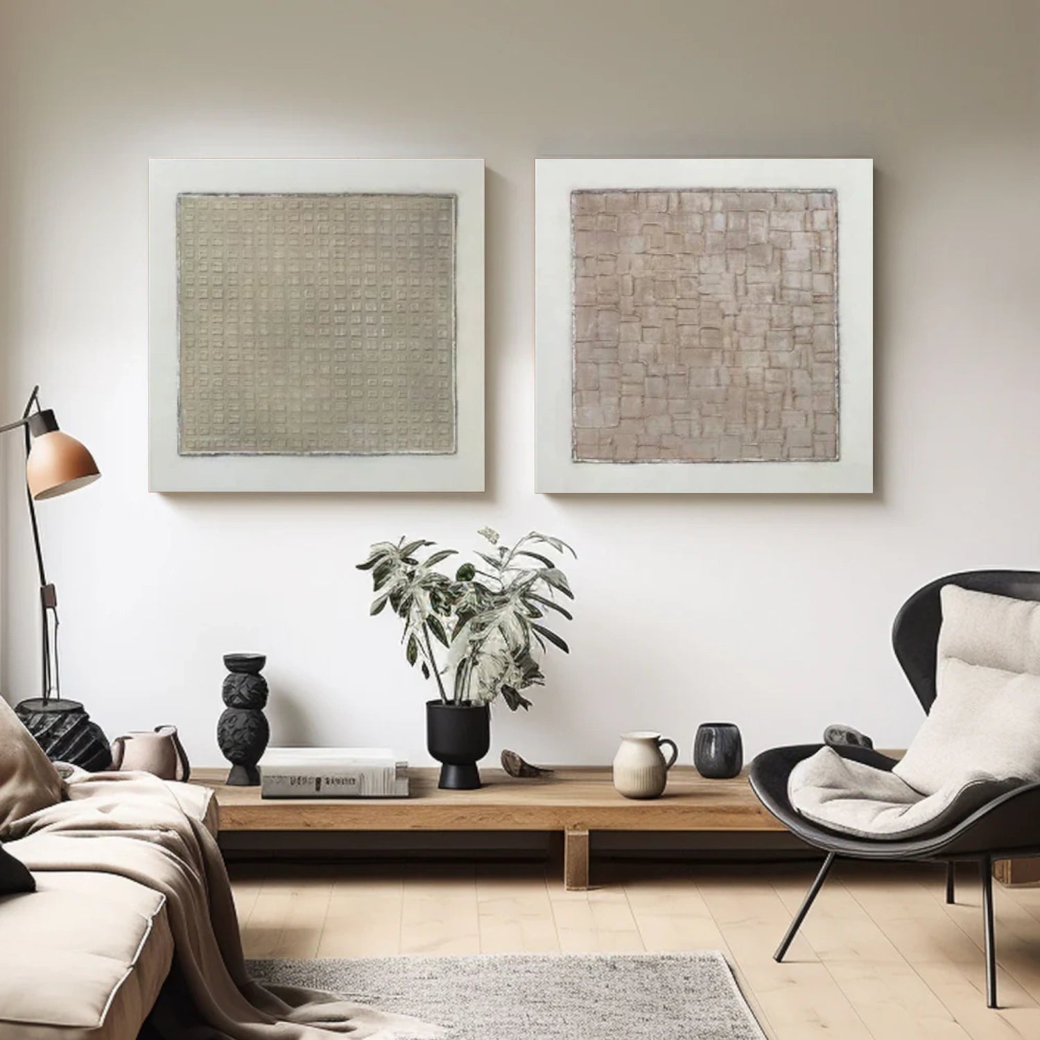 Wabi Sabi Textured Canvas Art Set of 2#WS061