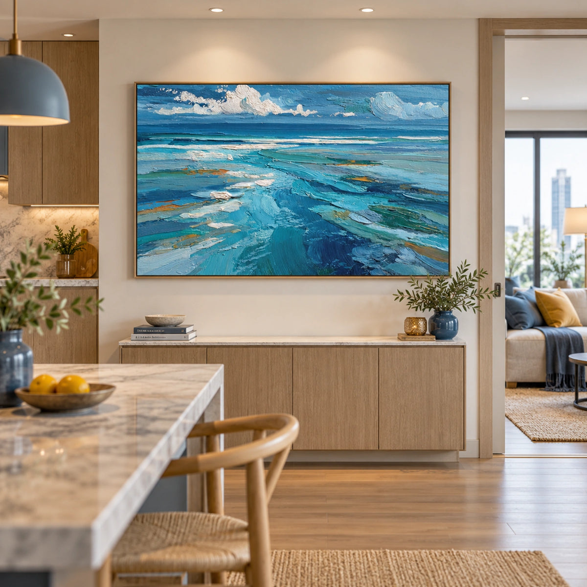 Ocean And Sky Abstract Textured Wall Art #OS242