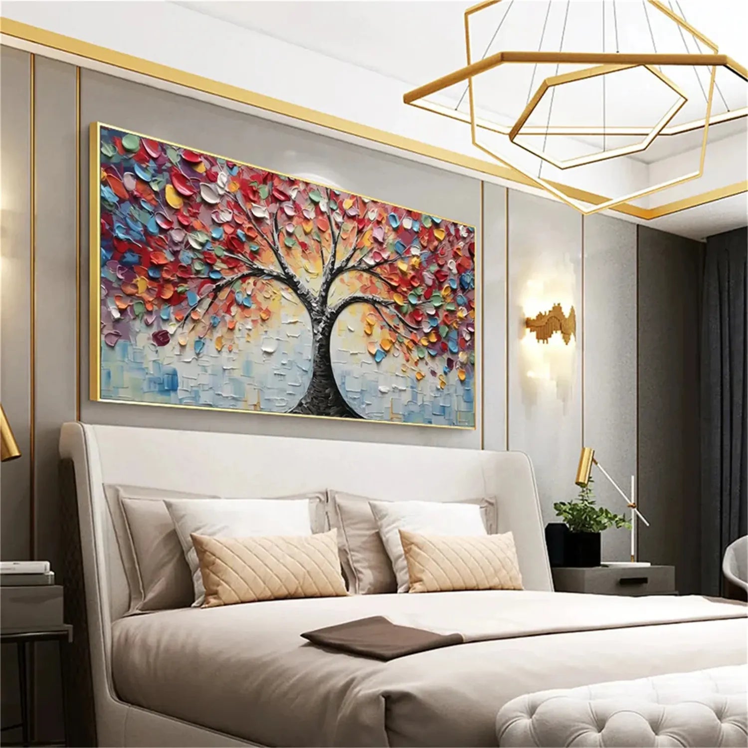 Colorful Tree Textured Painting Canvas #TP008