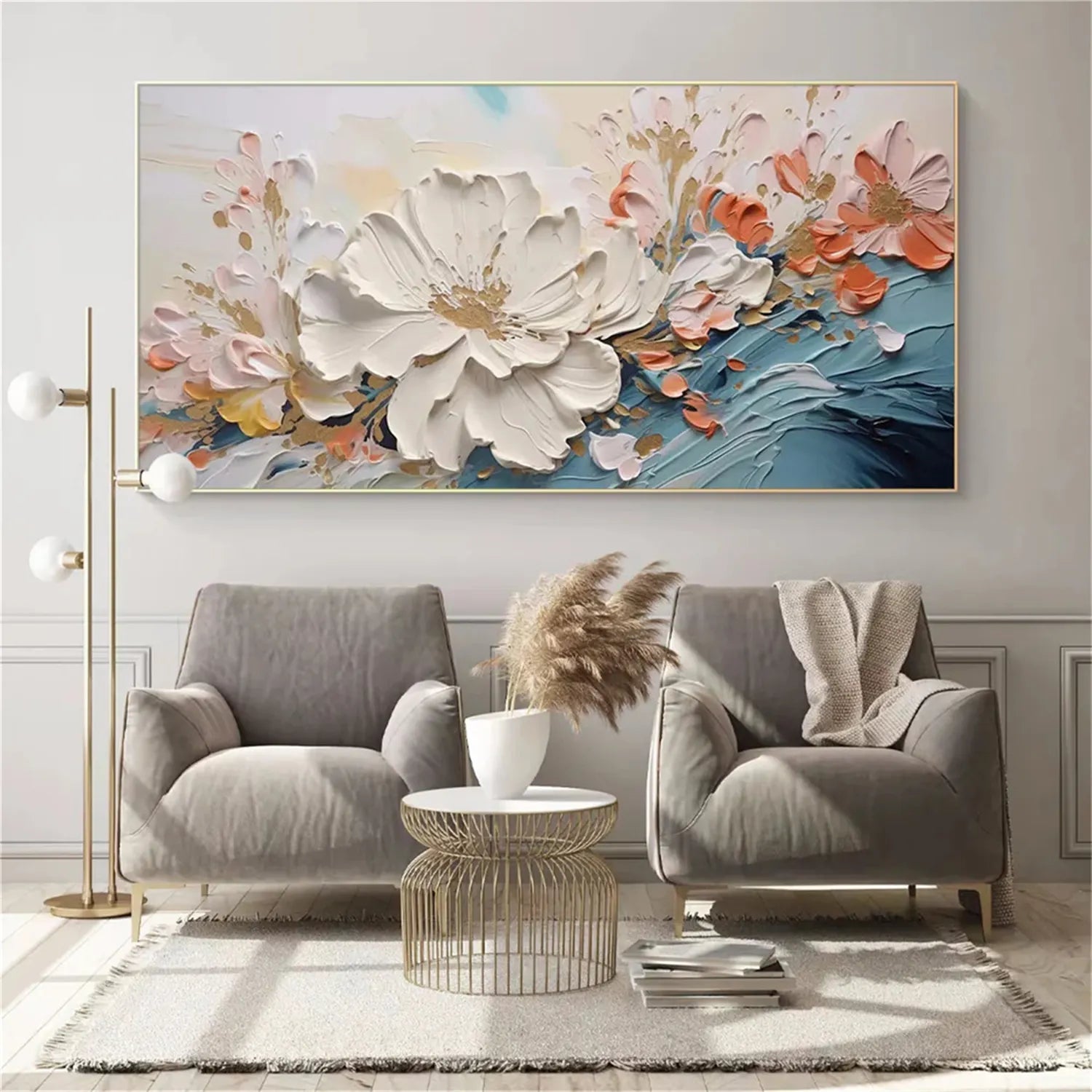 Colorful Flower Textured Painting Canvas #FP011