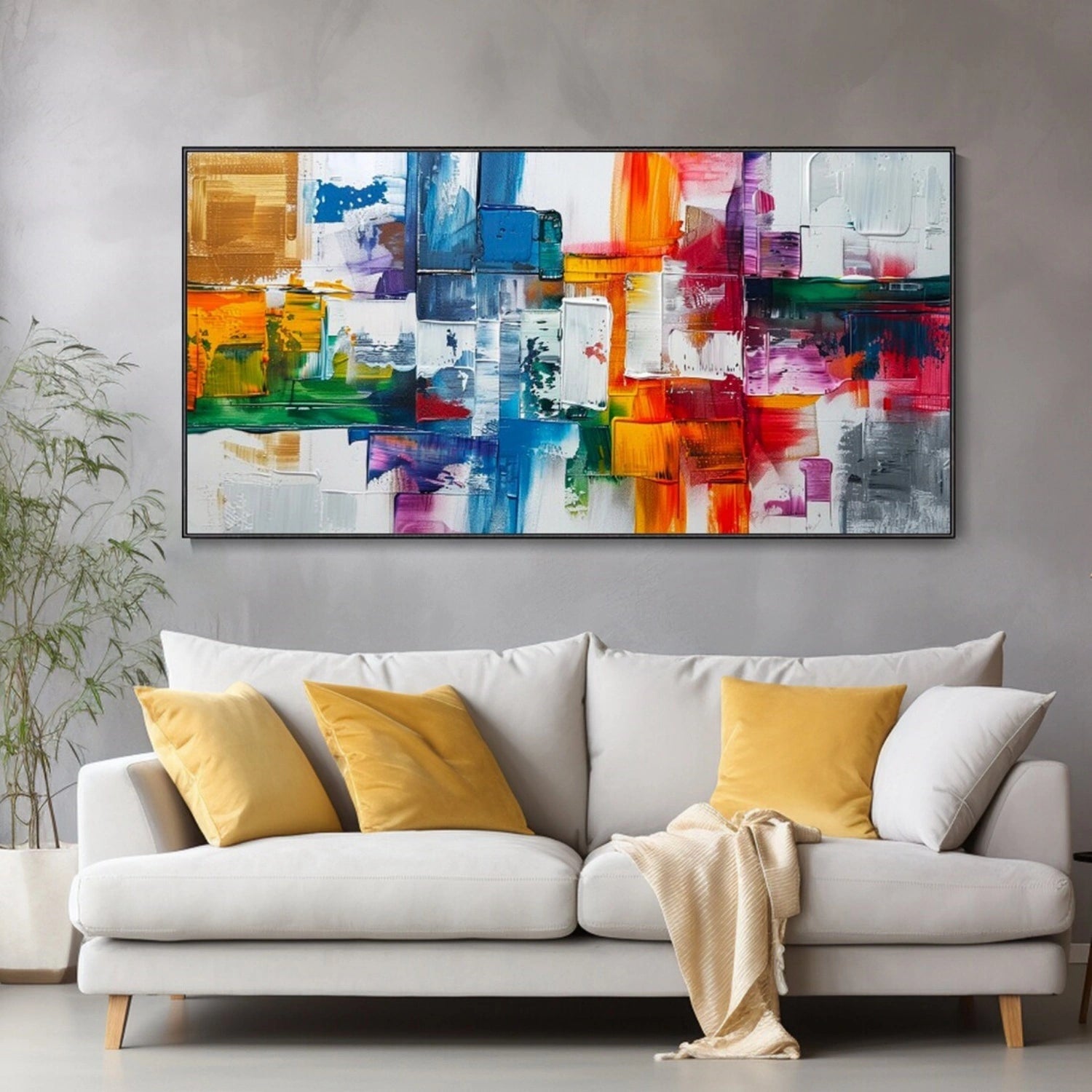 Colorful Abstract Textured Painting Canvas #AT092