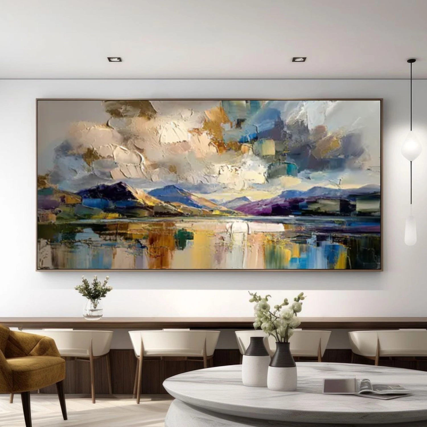 Colorful Ocean And Sky Abstract Textured Wall Art #OS099