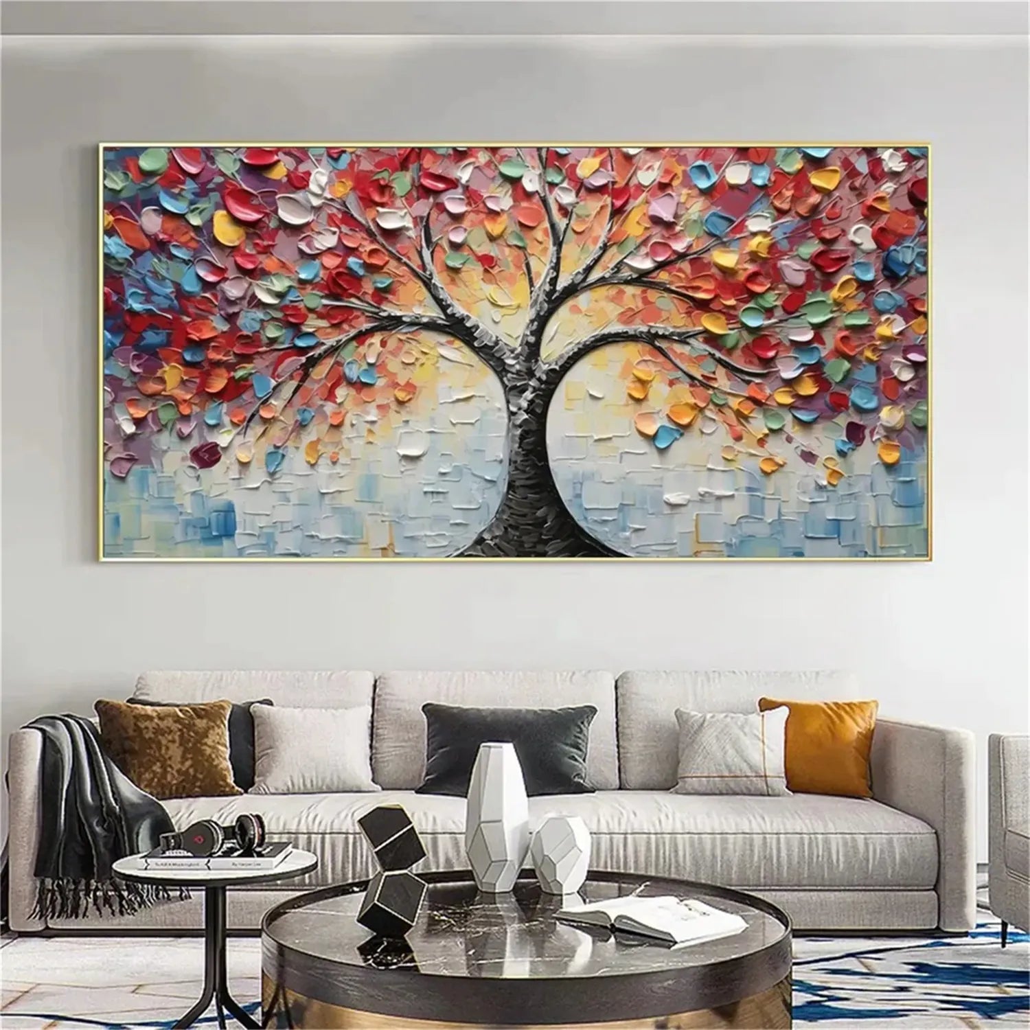 Colorful Tree Textured Painting Canvas #TP008