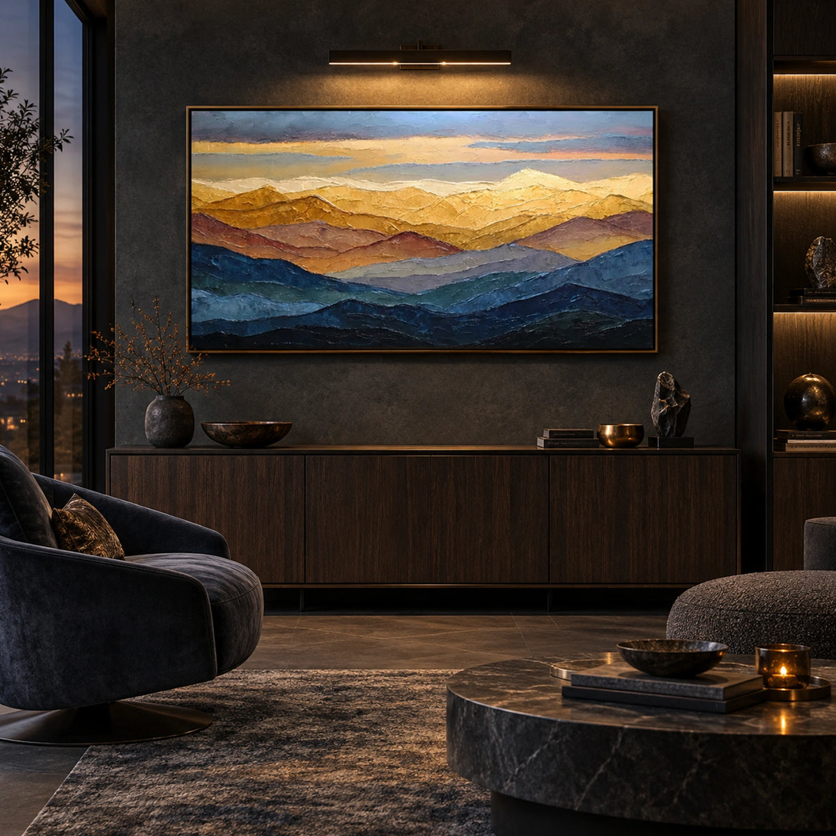 Abstract Mountain Textured Canvas Art #MO074