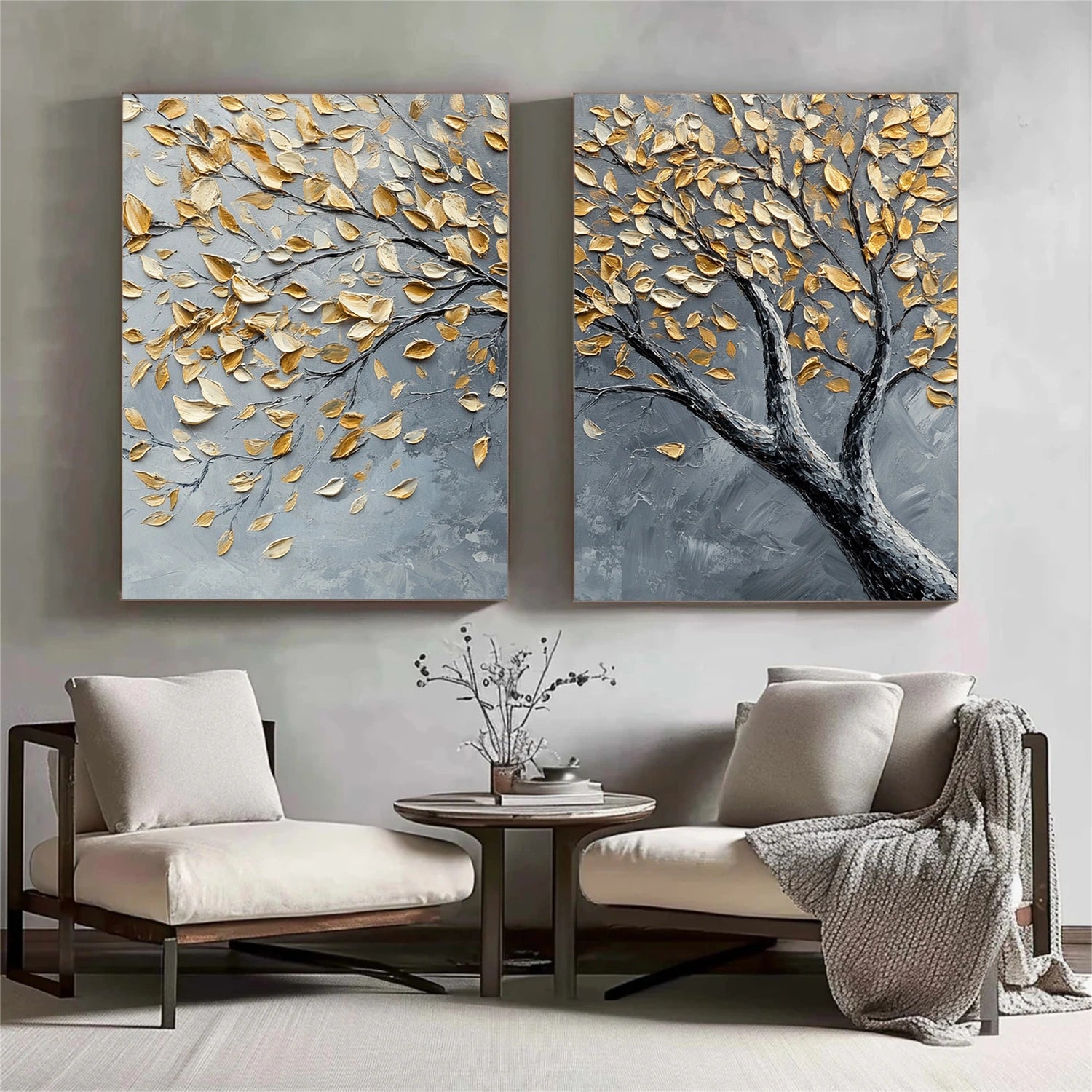Tree Abstract Textured Wall Art Set of 2 #TP065