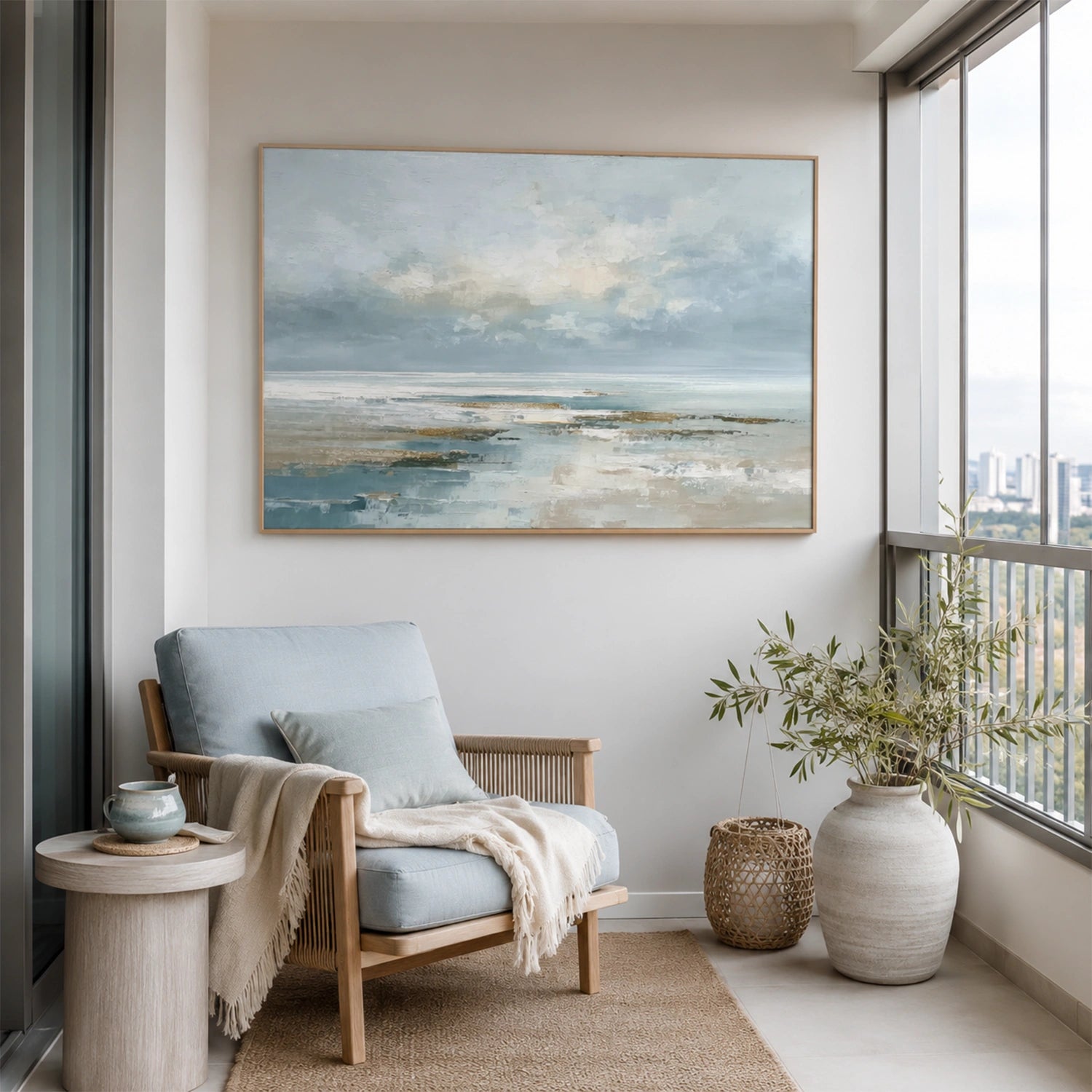 Ocean And Sky Abstract Textured Wall Art #OS183