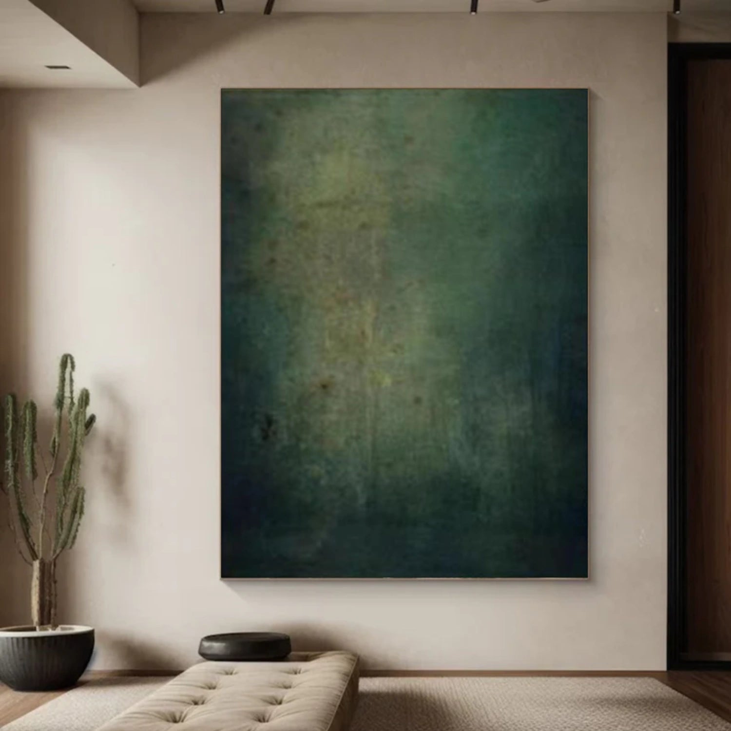 Green Abstract Canvas Wall Art #AP358