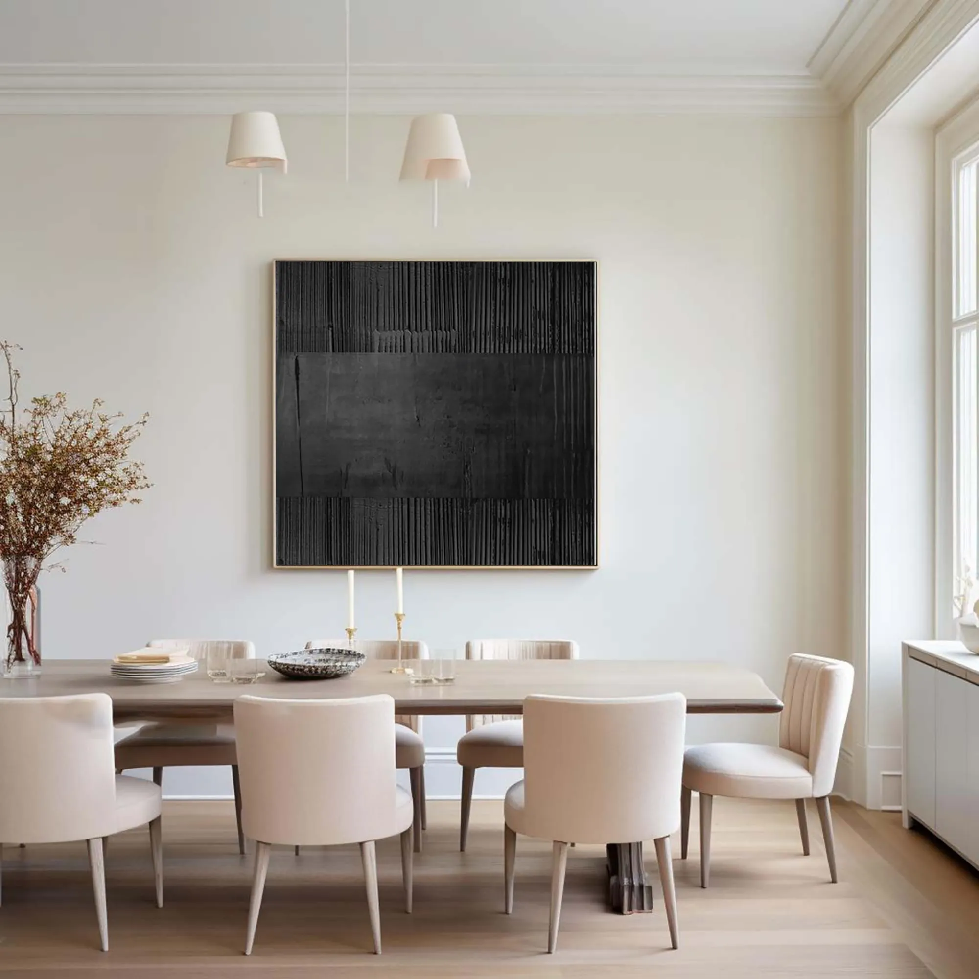 Black Minimalist Textured Canvas #MT060