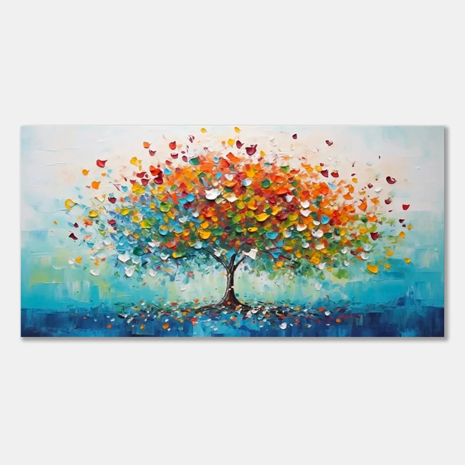 Colorful Tree Textured Painting Canvas #TP004