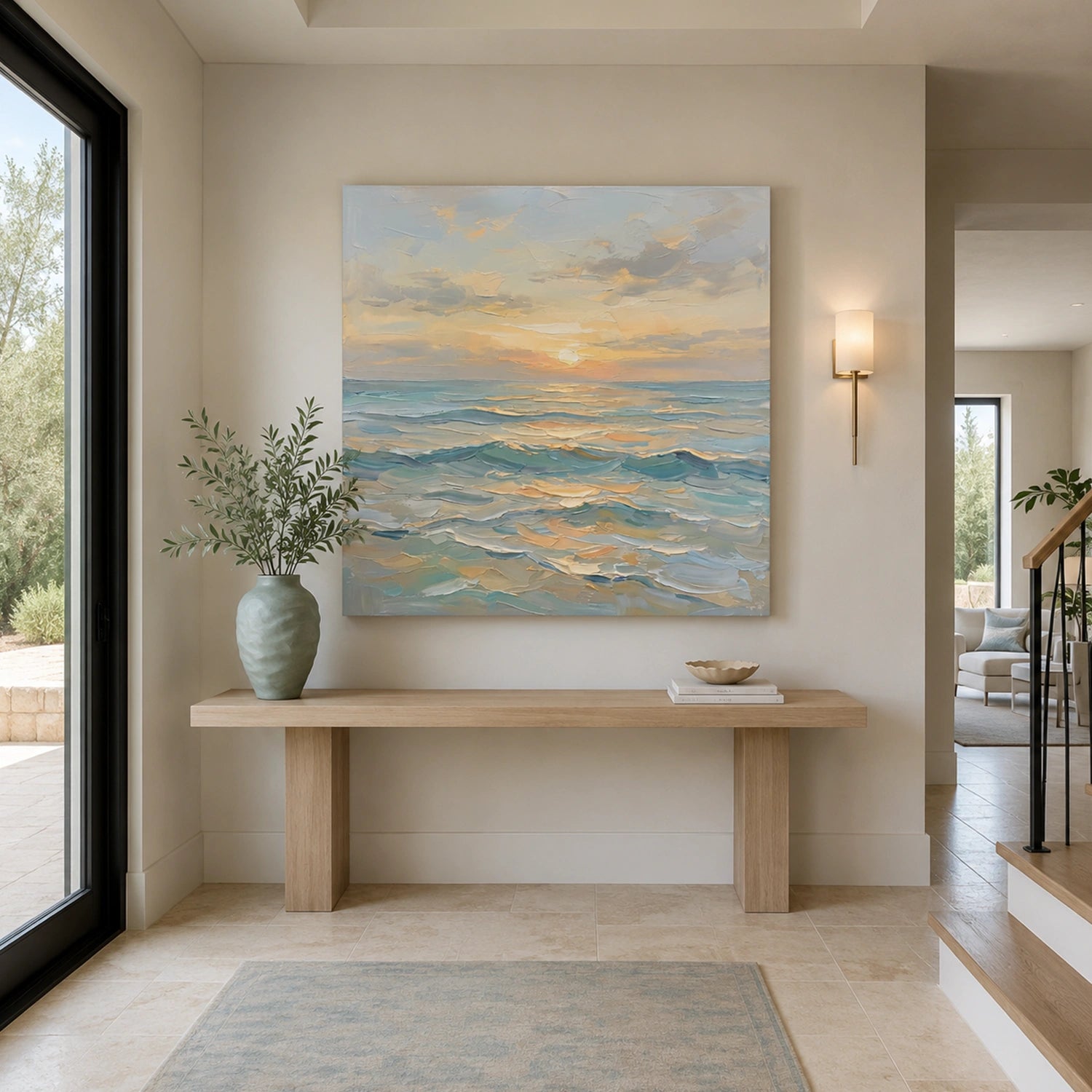 Ocean And Sky Abstract Textured Wall Art #OS174