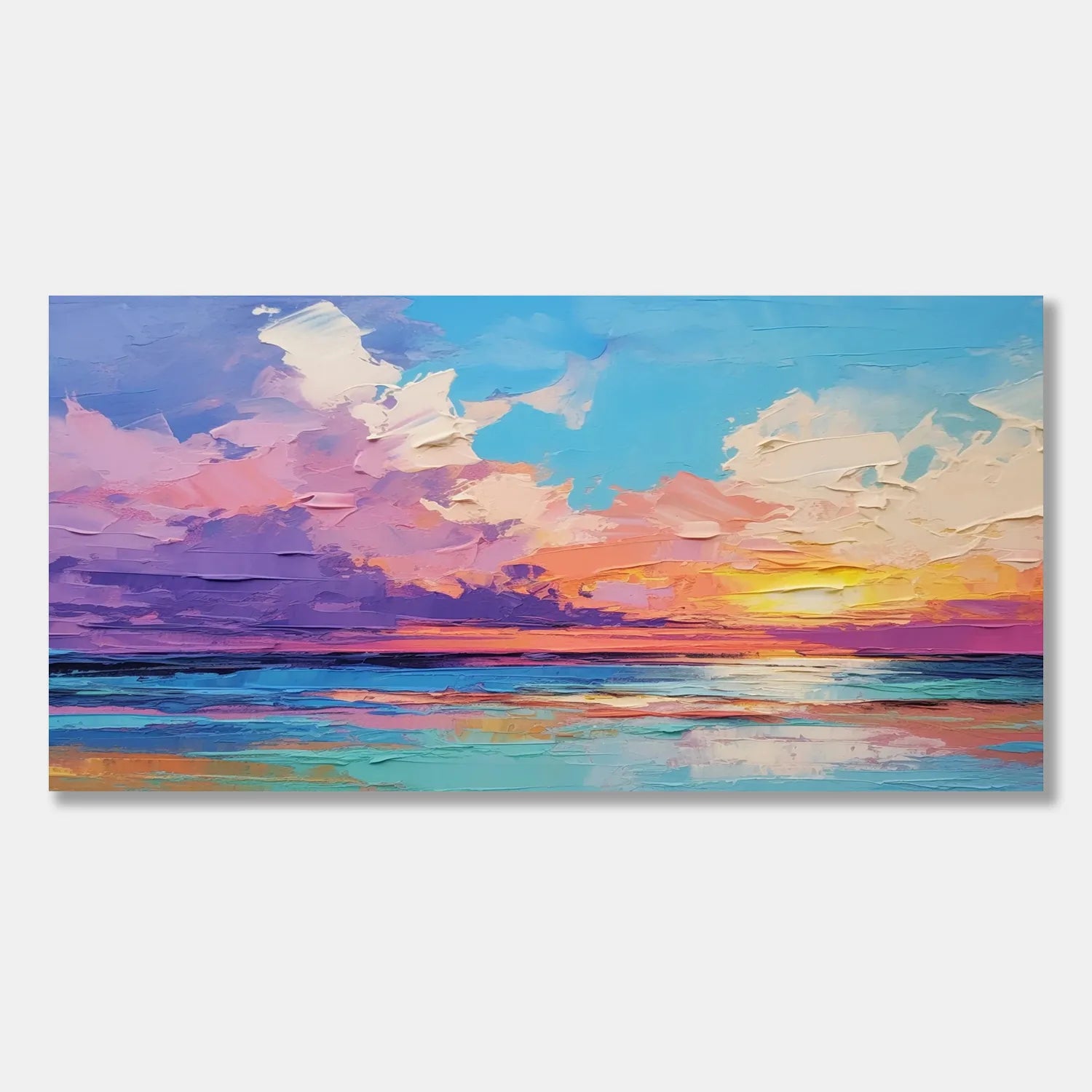 Colorful Ocean Textured Painting Canvas #OP008