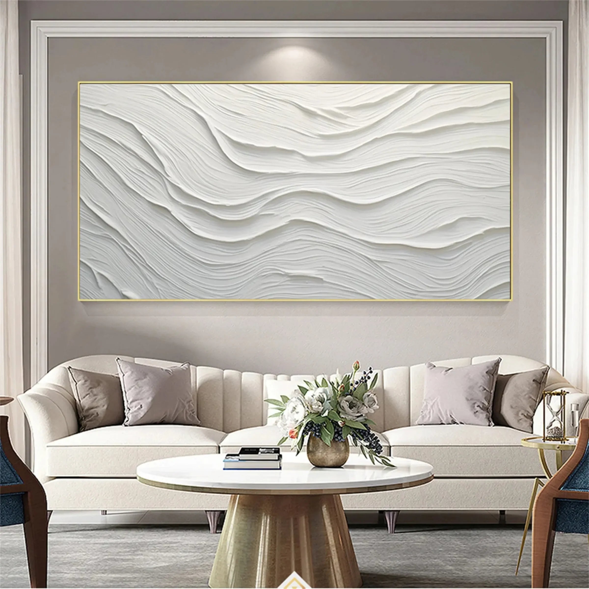 White Minimalist Textured Canvas #MT073