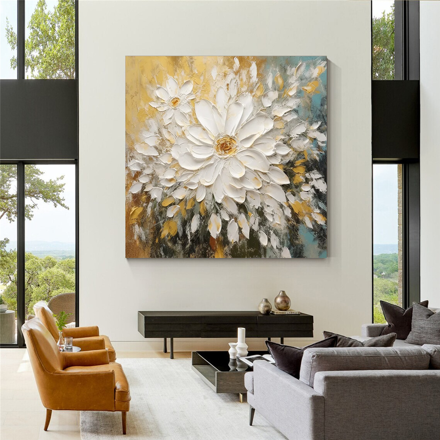 Flower Abstract Textured Wall Art #FP107