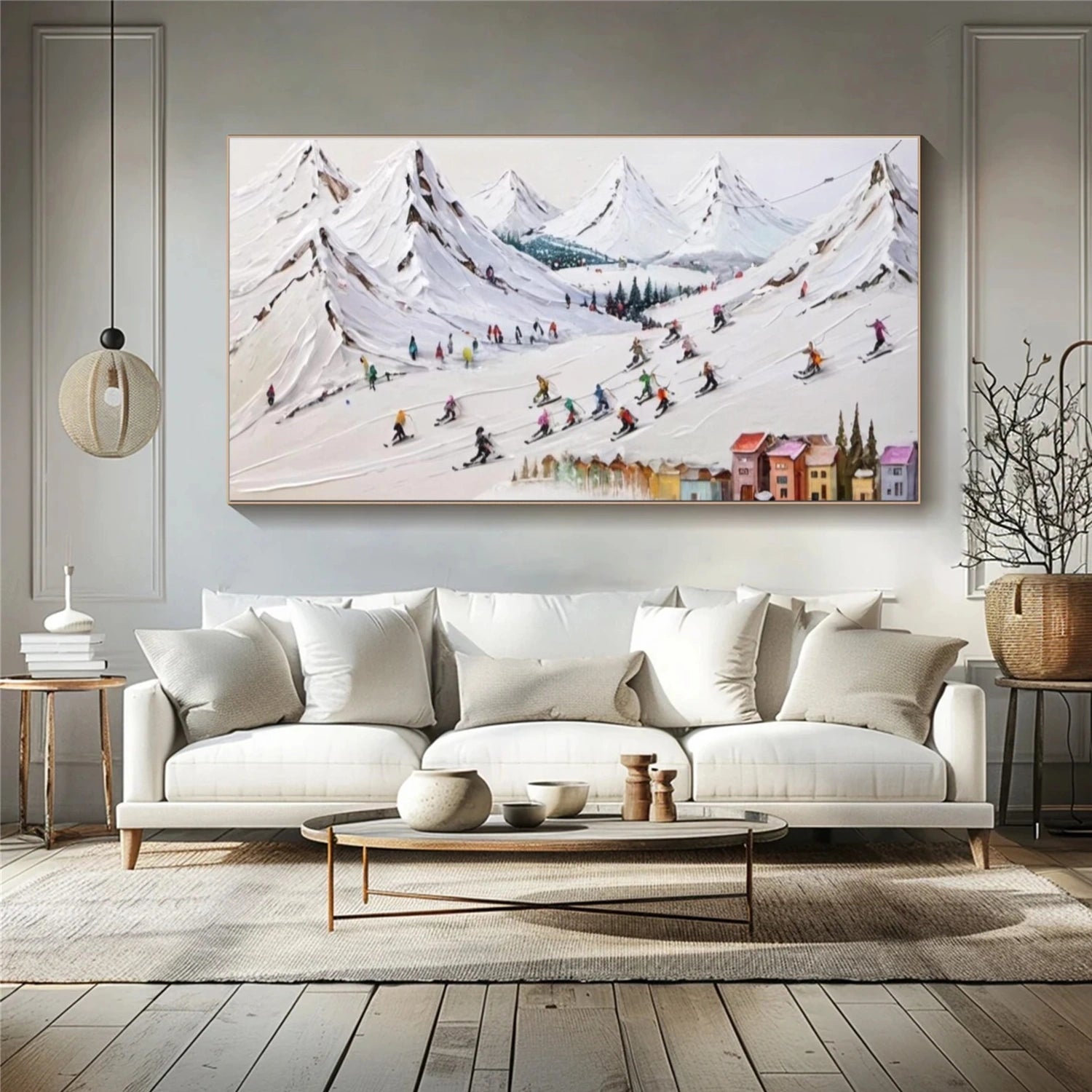 Skiing Sport Textured Wall Art #MS055