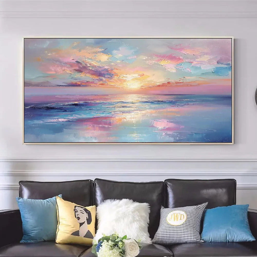 Colorful Ocean And Sky Textured Painting Canvas #OS006