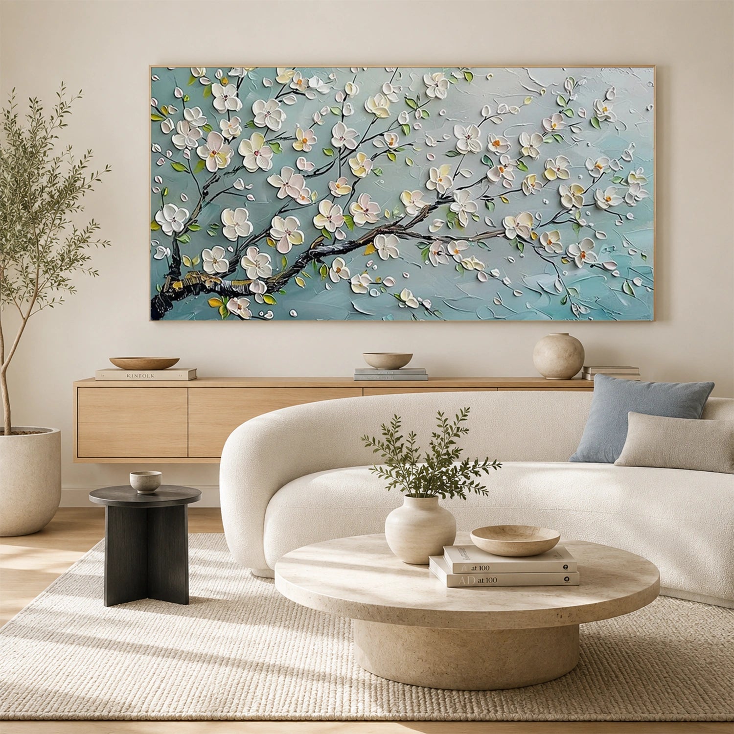 Flower And Tree Abstract Textured Painting Canvas #FT014