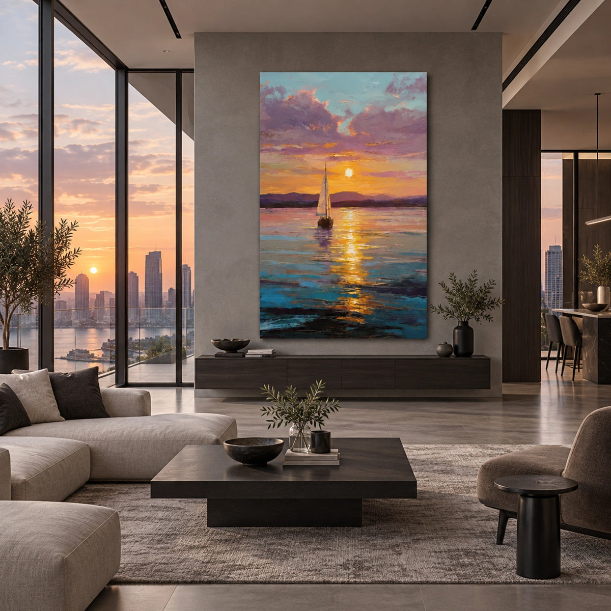 Ocean And Sky Abstract Textured Wall Art #OS214