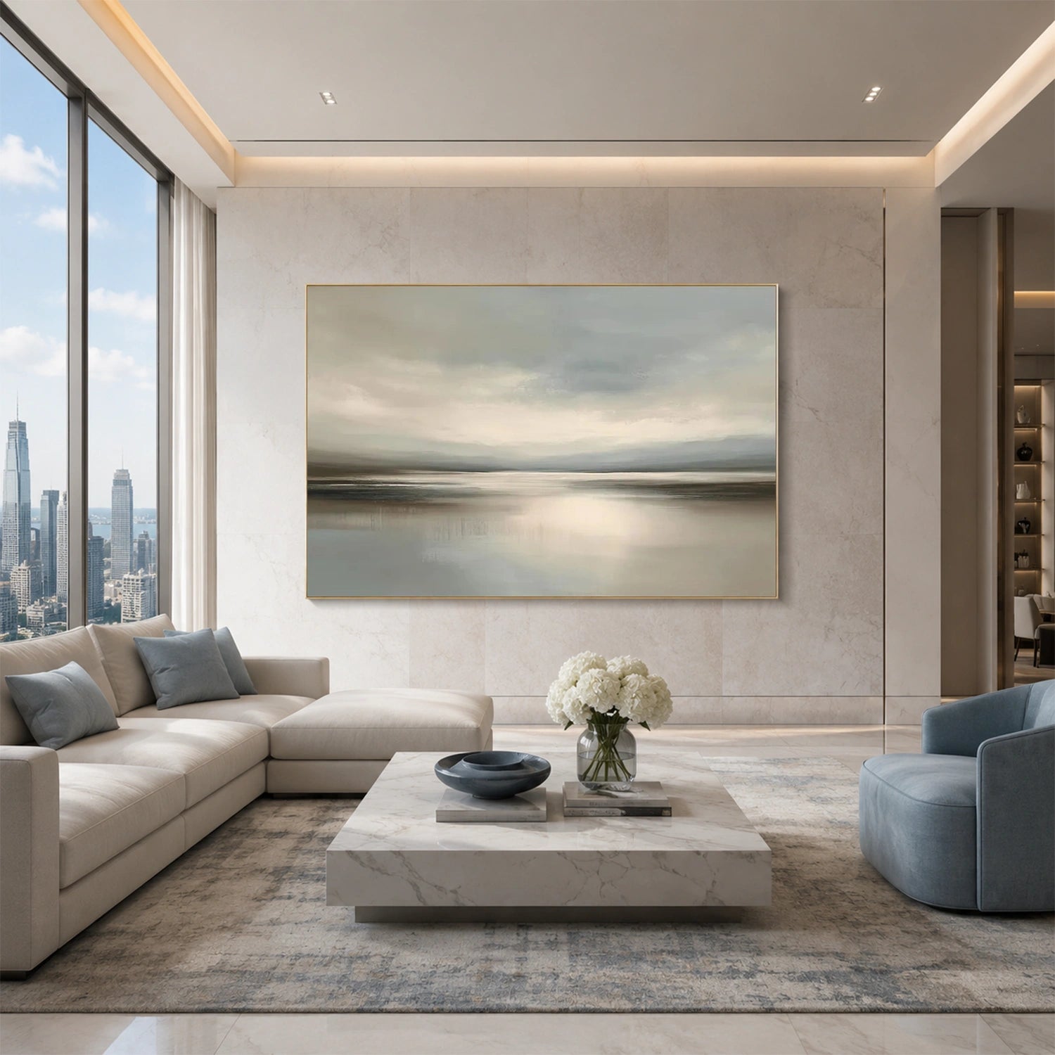 Ocean And Sky Abstract Wall Art #OS197