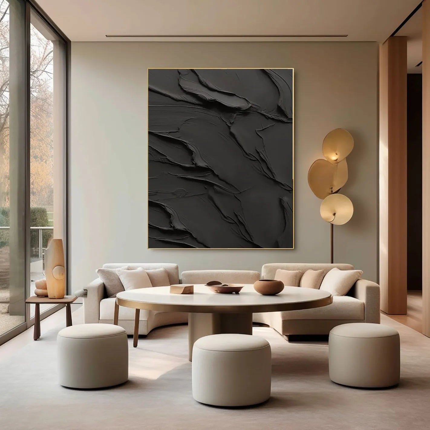 Black Minimalist Textured Canvas #MT065