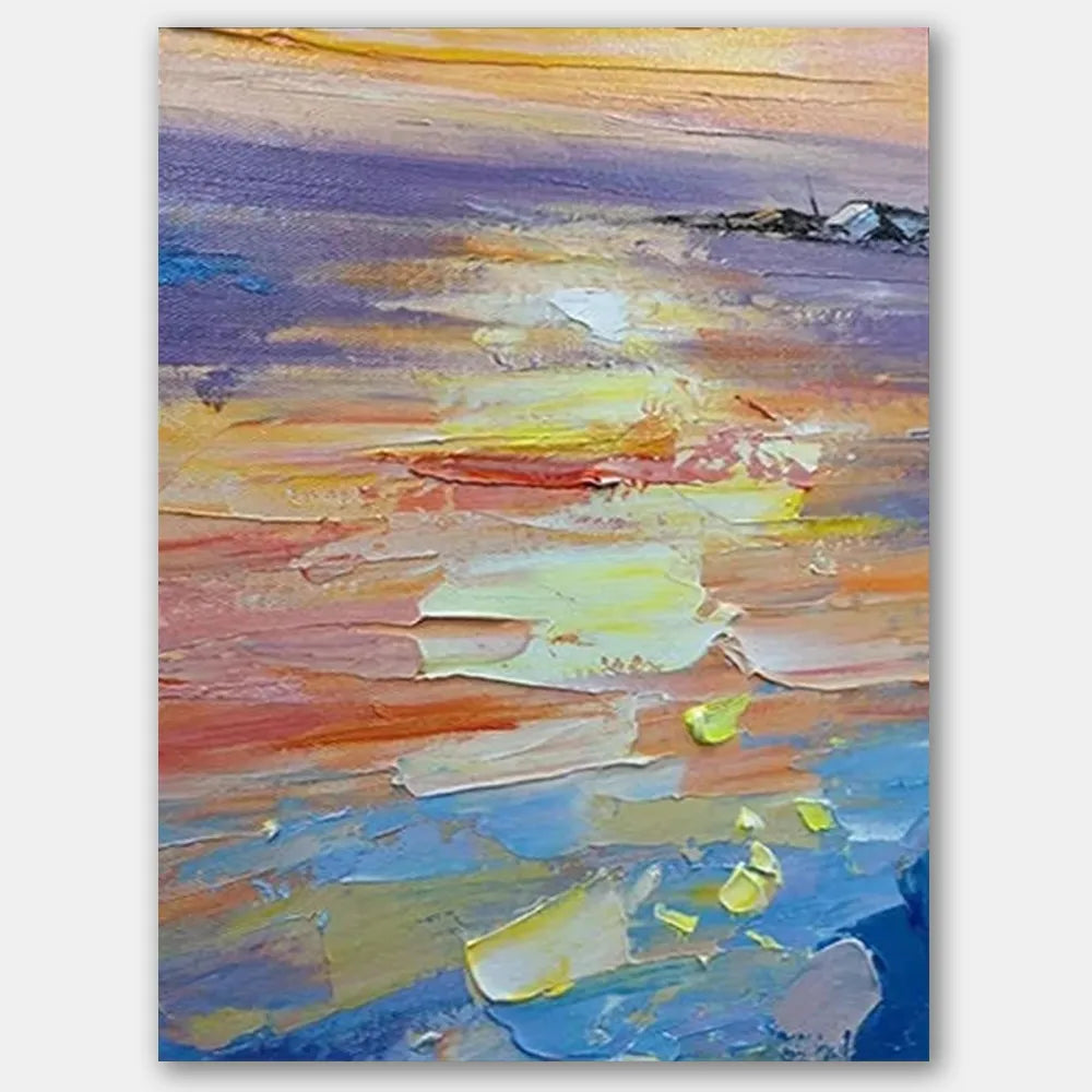 Colorful Ocean Textured Painting Canvas #OP004