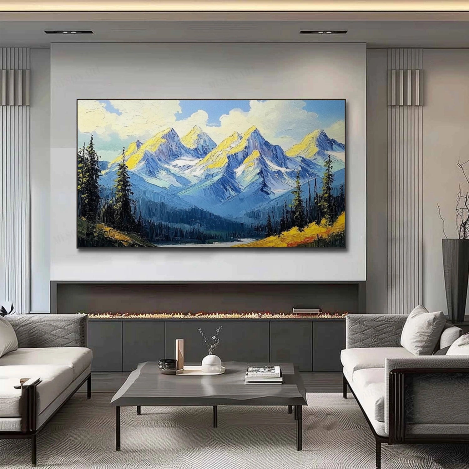 Abstract Mountain Textured Canvas Art #MO022